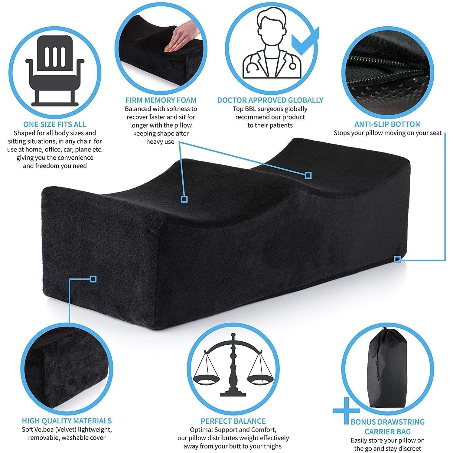 Brazil Hip Lift Recovery Pillow, Bbl Recovery Pillow, Comfortable and Firm Butt Support Cushions Set (Color may vary) - Medaid