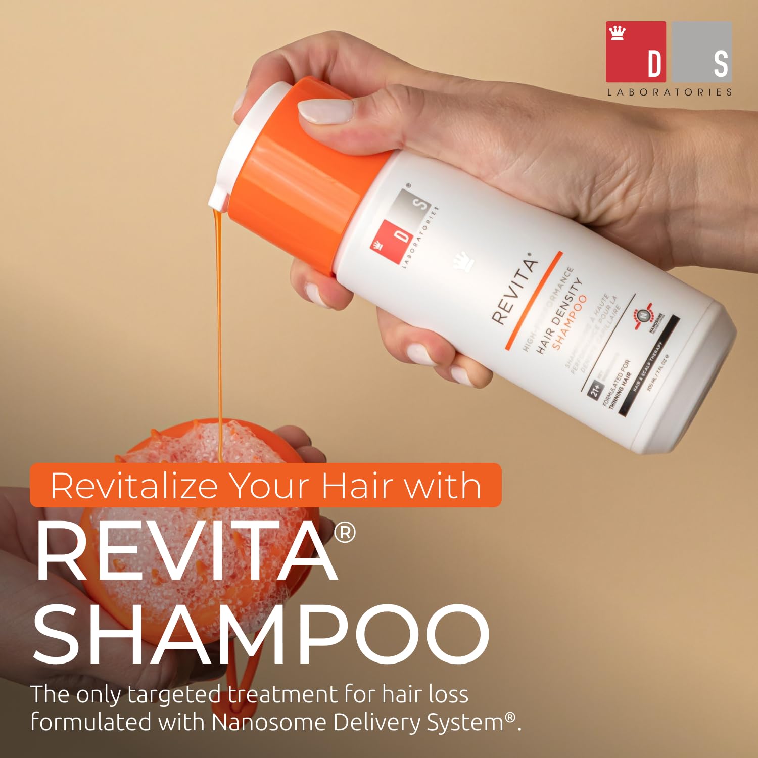 DS Laboratories Revita Shampoo - Hair Growth Shampoo, DHT Blocker, Biotin Formula, for Hair Thickening and Regrowth Treatment for Women and Men - 3.38 Fl Oz (Pack of 1) - Medaid
