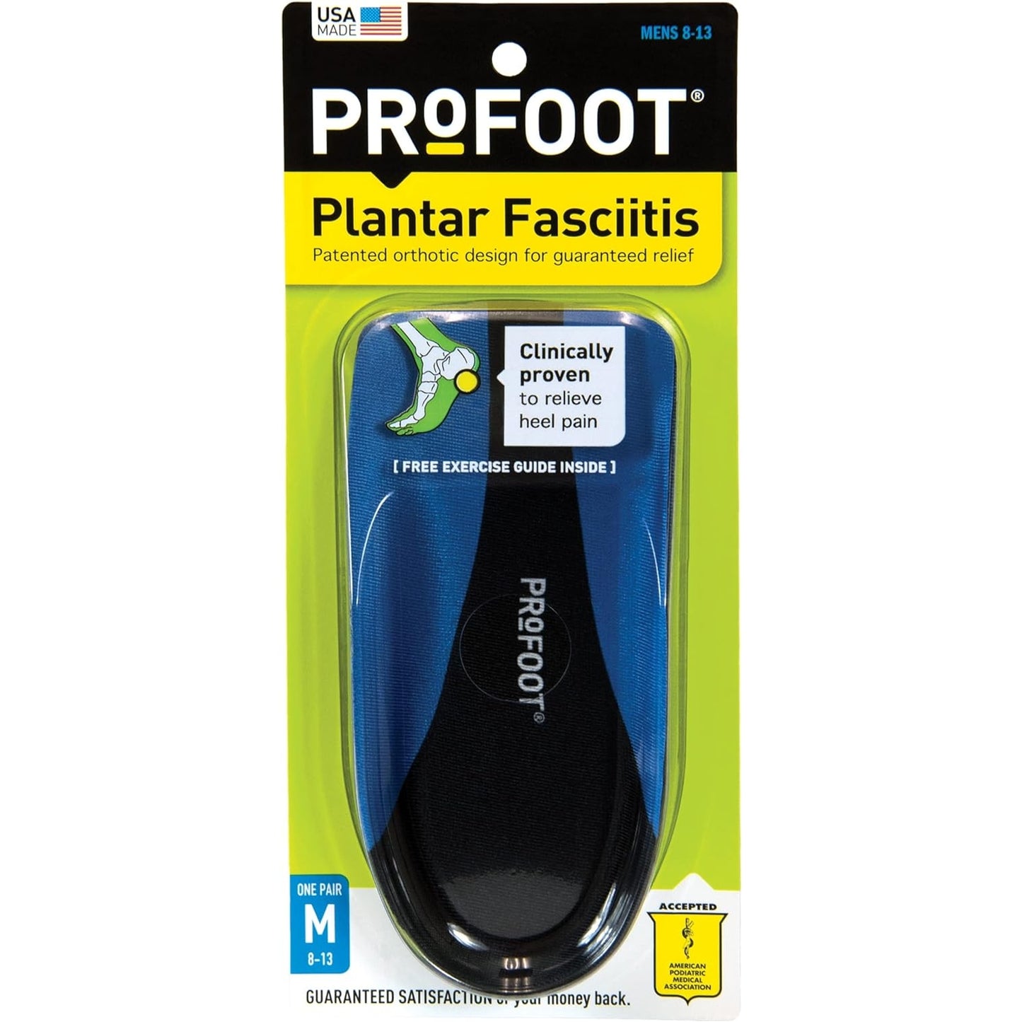 Profoot Orthotic Insoles for Plantar Fasciitis & Heel Pain, Men's 8-13, 1 Pair - Medaid
