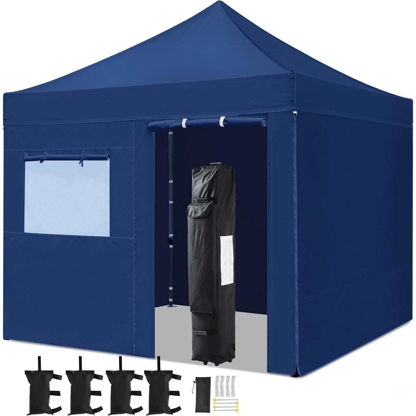 Yaheetech 10x10 Pop Up Commercial Canopy Tent with 4 Removable Sidewalls, Sandbags, Stakes & Ropes, Waterproof Instant Canopies for Wedding Party Commercial Event Pavilion, Black - Medaid