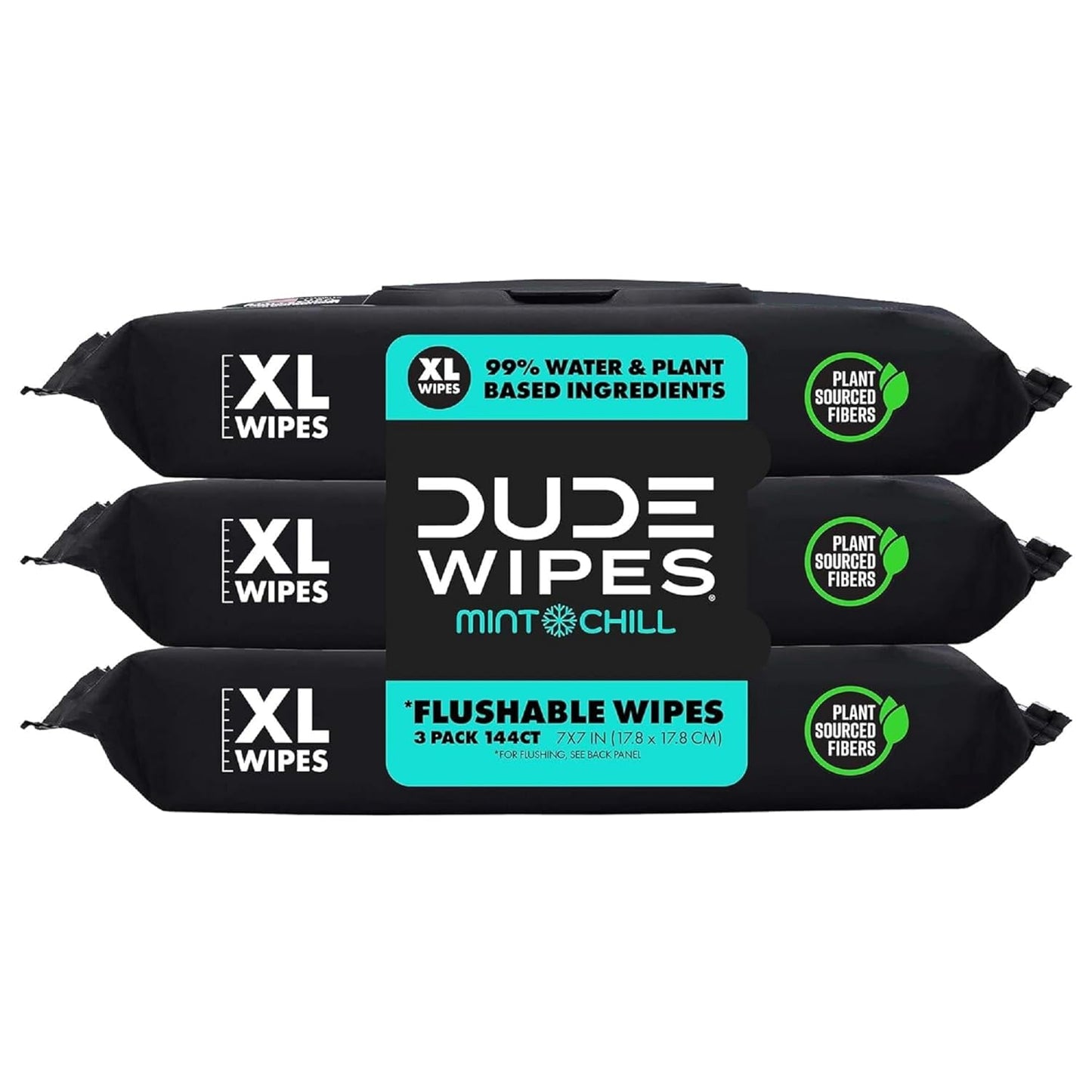 DUDE Wipes - Flushable Wipes - 3 Pack, 144 Wipes - Mint Chill Extra-Large Adult Wet Wipes - Vitamin-E, Aloe, Eucalyptus & Tea Tree Oils - Septic and Sewer Safe - Medaid