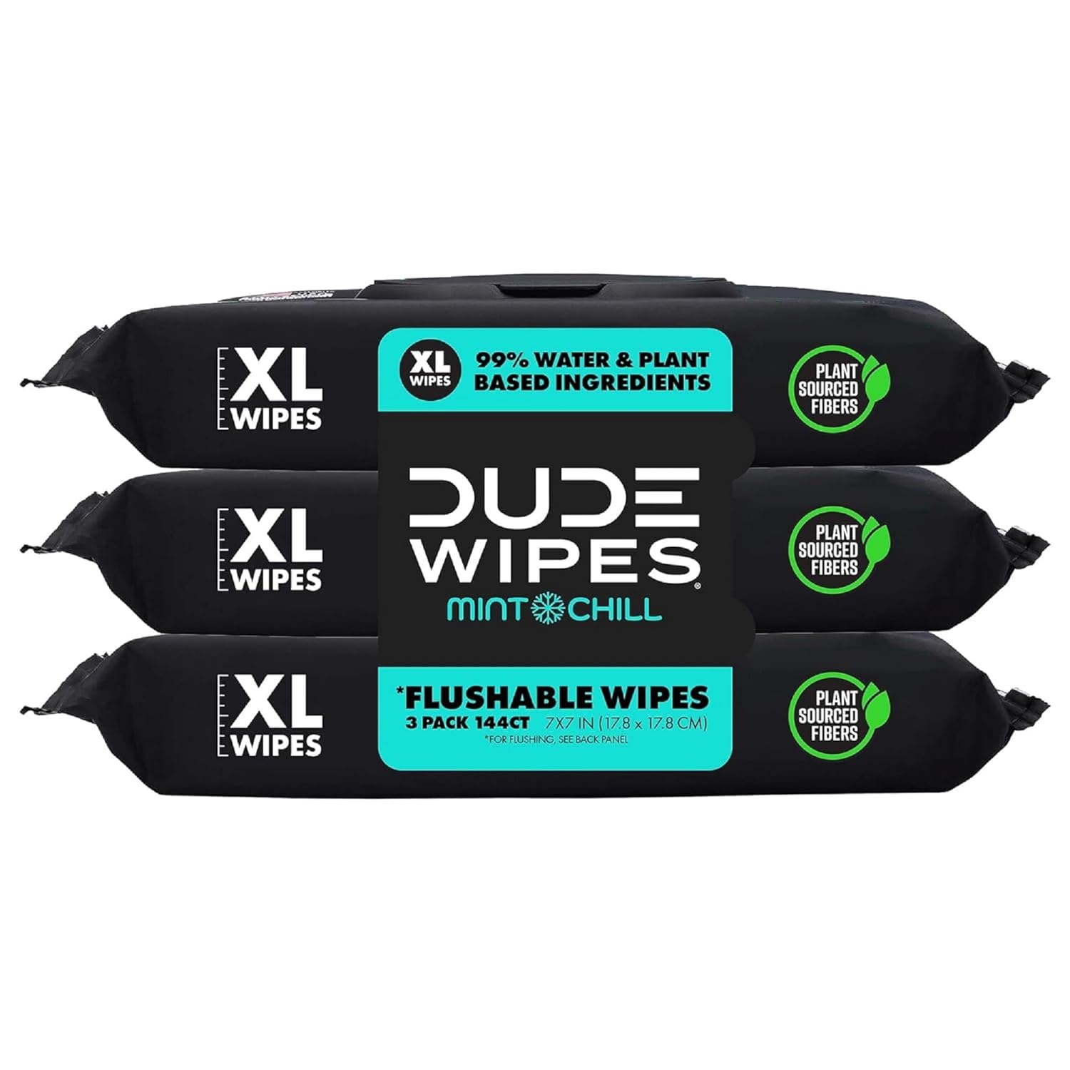 DUDE Wipes - Flushable Wipes - 3 Pack, 144 Wipes - Mint Chill Extra-Large Adult Wet Wipes - Vitamin-E, Aloe, Eucalyptus & Tea Tree Oils - Septic and Sewer Safe - Medaid