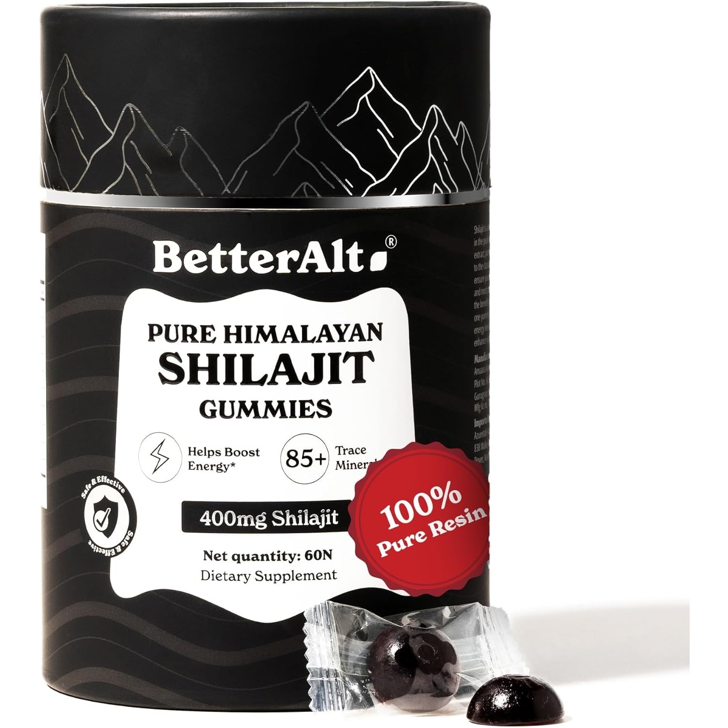 Pure Himalayan Shilajit Gummies with 100% Shilajit |High Potency Gold Grade| 60 Gummies for Energy Boost & Immune Support, 75%+ Fulvic Acid| Travel Friendly - Tamarind Flavor - Medaid