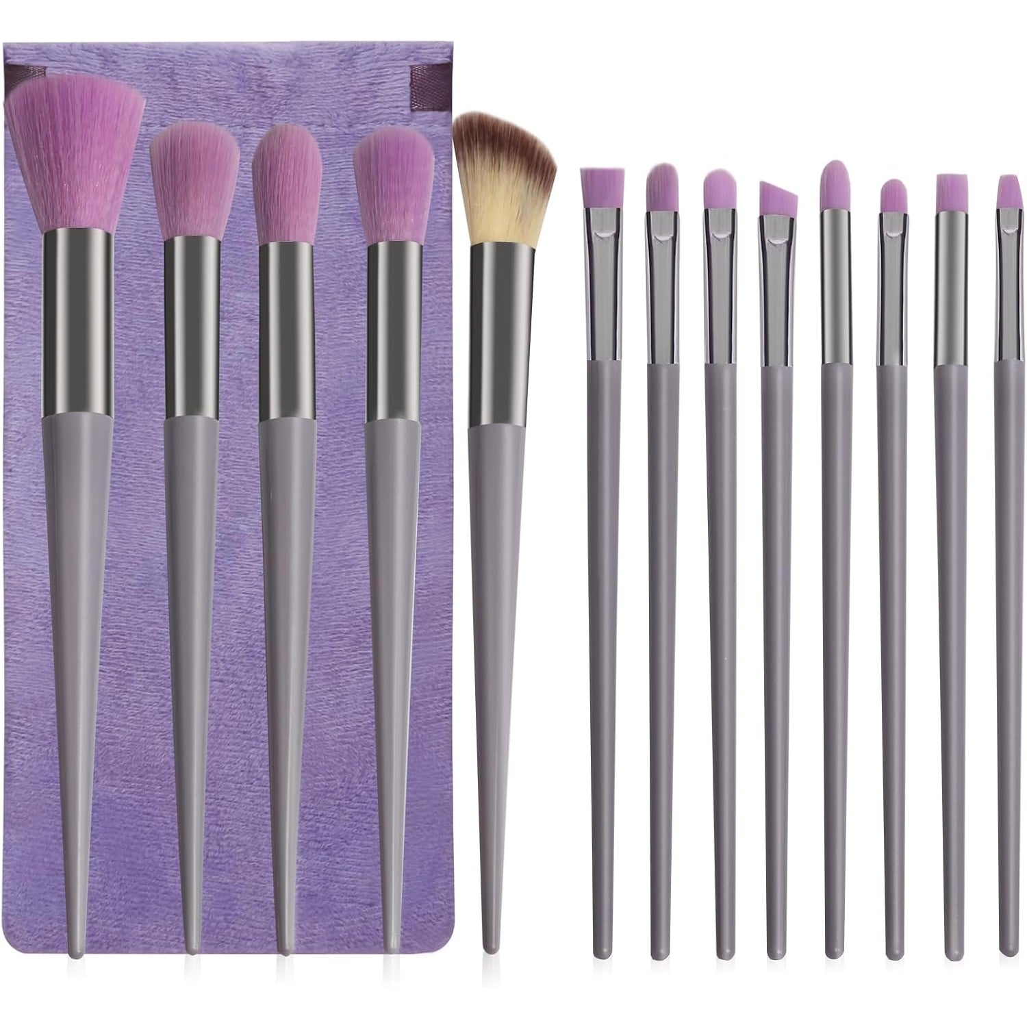 13 Pcs Makeup Brushes Set, Foundation Powder Concealer Eyeshadow Blush Highlighter Eyebrow Brush Make up Brush Set, Travel Makeup Brushes with Cloth Bag for Beginner and Makeup Artist (Purple) - Medaid