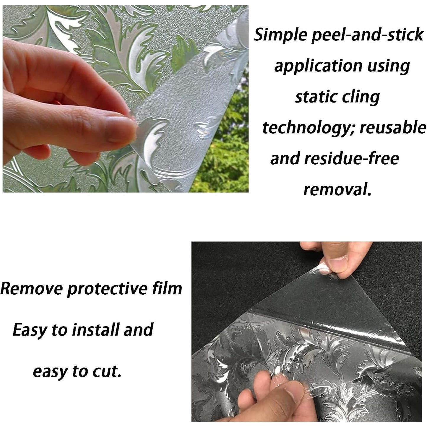 Frosted Stained Glass Window Film | Decorative PVC Privacy Cling | Non-Adhesive Static Design | Easy Installation | Enhance Home Décor | Size: 60 x 200cm - Medaid