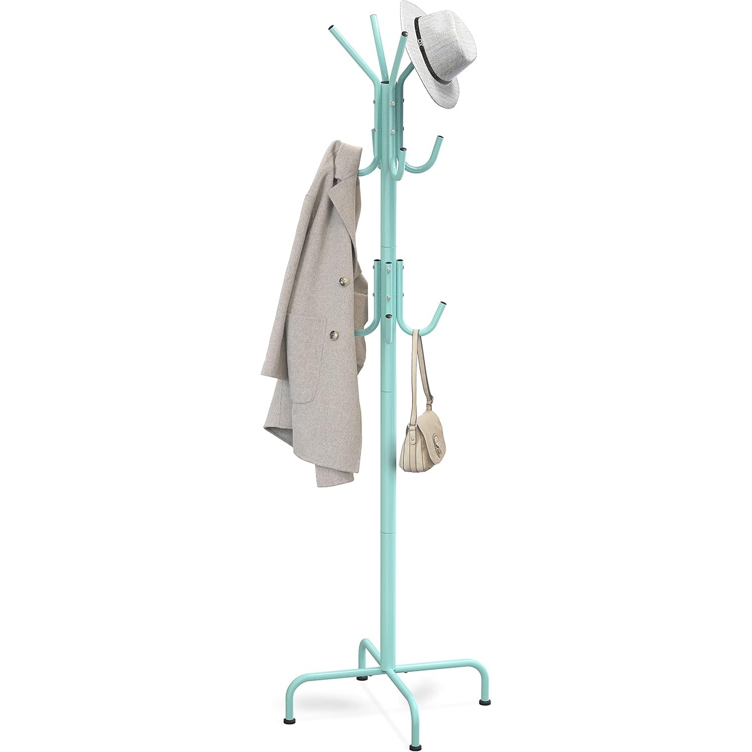 Simple Houseware Standing Coat and Hat Hanger Organizer Rack, 12 Hooks White - Medaid
