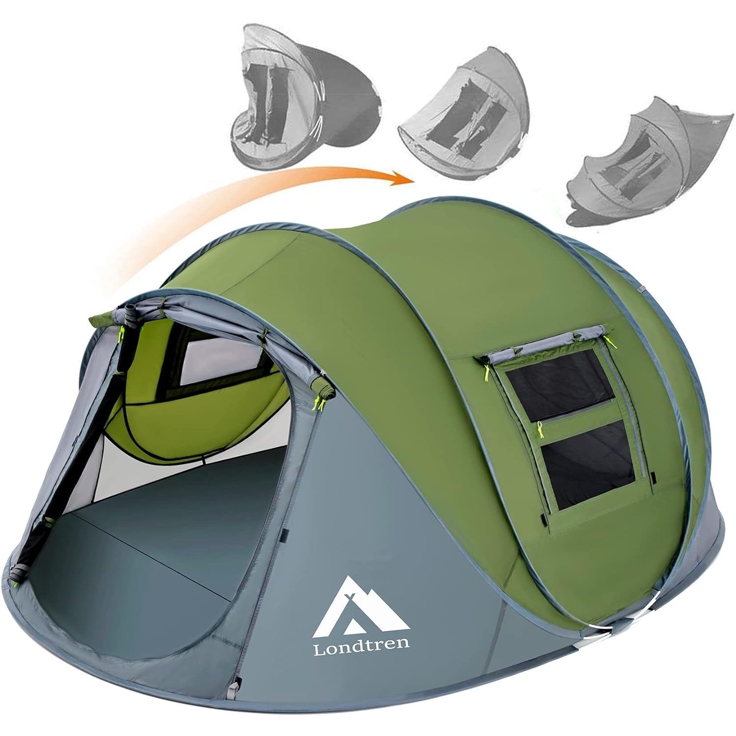4 Person Easy Pop Up Tent Waterproof Automatic Setup 2 Doors-Instant Family Tents for Camping Hiking & Traveling - Medaid