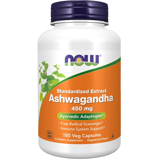 NOW Supplements, Ashwagandha (Withania somnifera) 450 mg (Standardized Extract), 180 Veg Capsules - Medaid