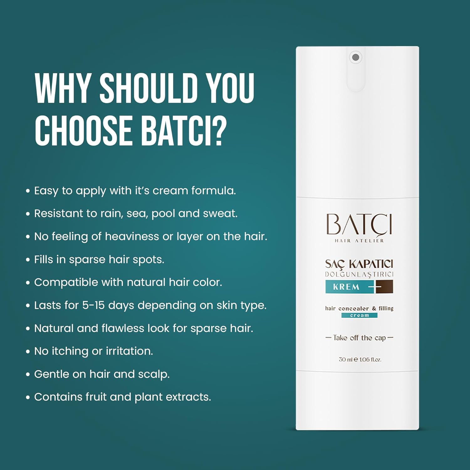 Batçı Hair Concealer Volumizer Liquid Cream 30 ml [Imported] - Medaid
