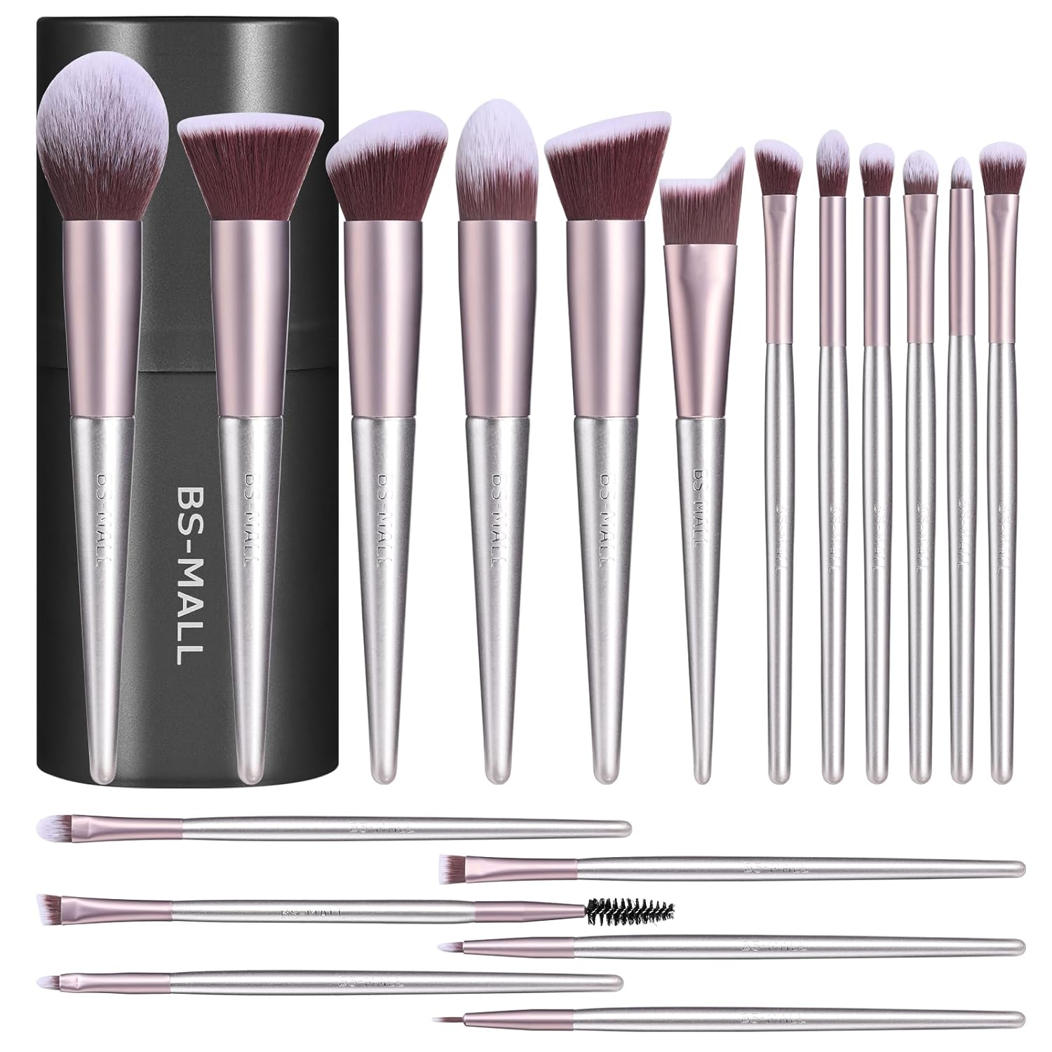 BS-MALL Makeup Brush Set 18 Pcs Premium Synthetic Foundation Powder Concealers Eye shadows Blush Makeup Brushes with black case - Medaid