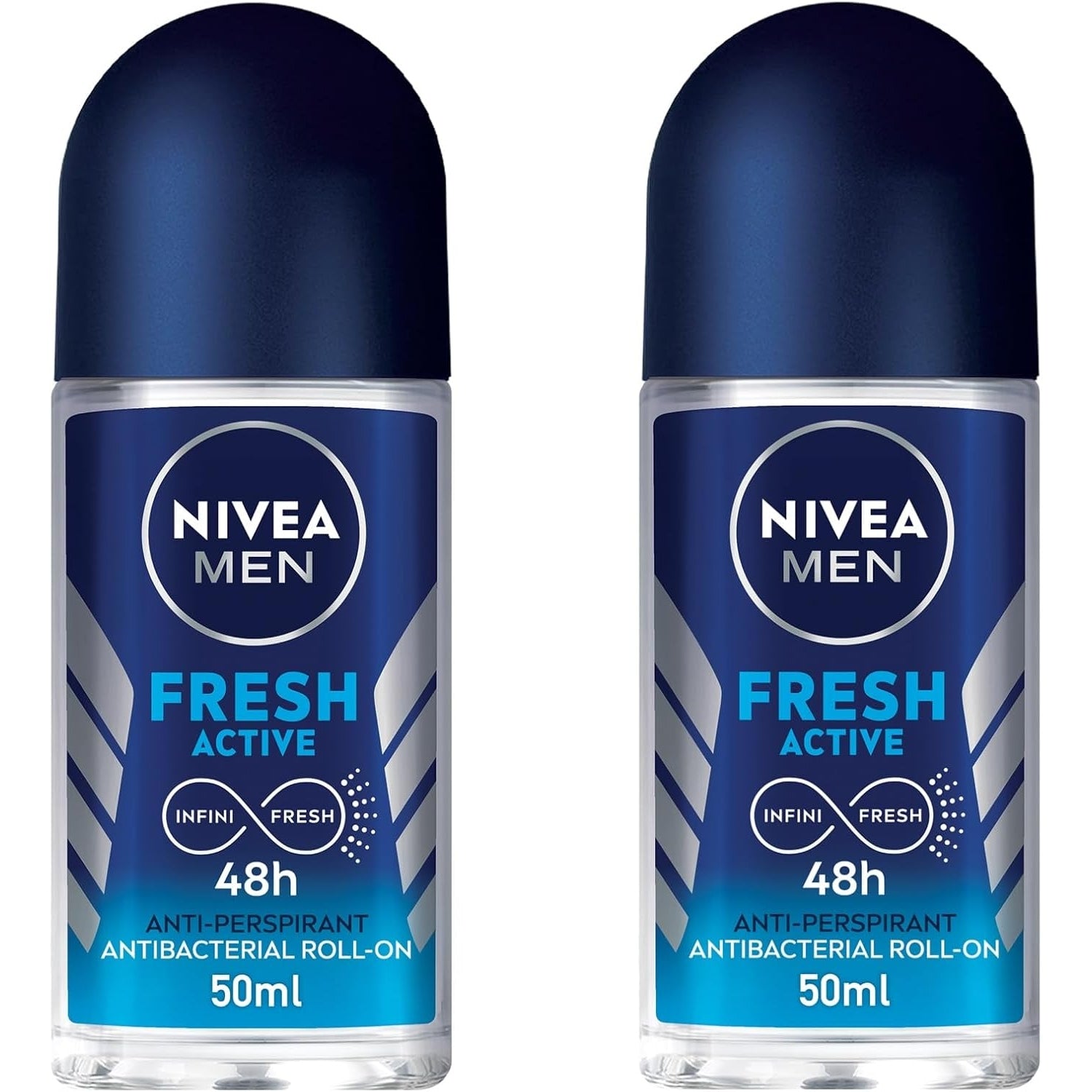 NIVEA MEN Antiperspirant Roll-on for Men, Fresh Active Fresh Scent, 2x50ml - Medaid