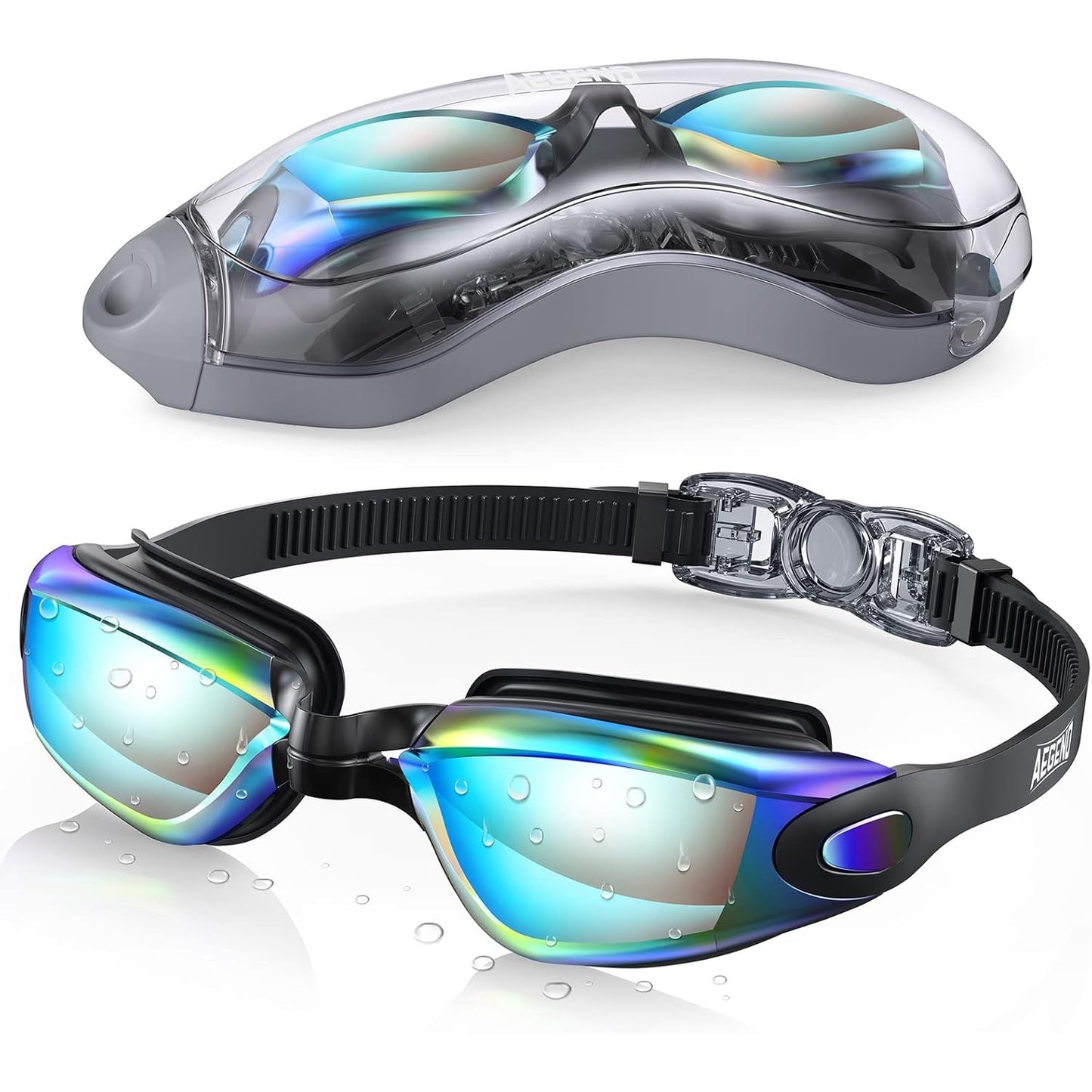 Aegend Swim Goggles, Swimming Goggles No Leaking Adult Men Women Youth, Aqua, UK-02-0016-1 - Medaid