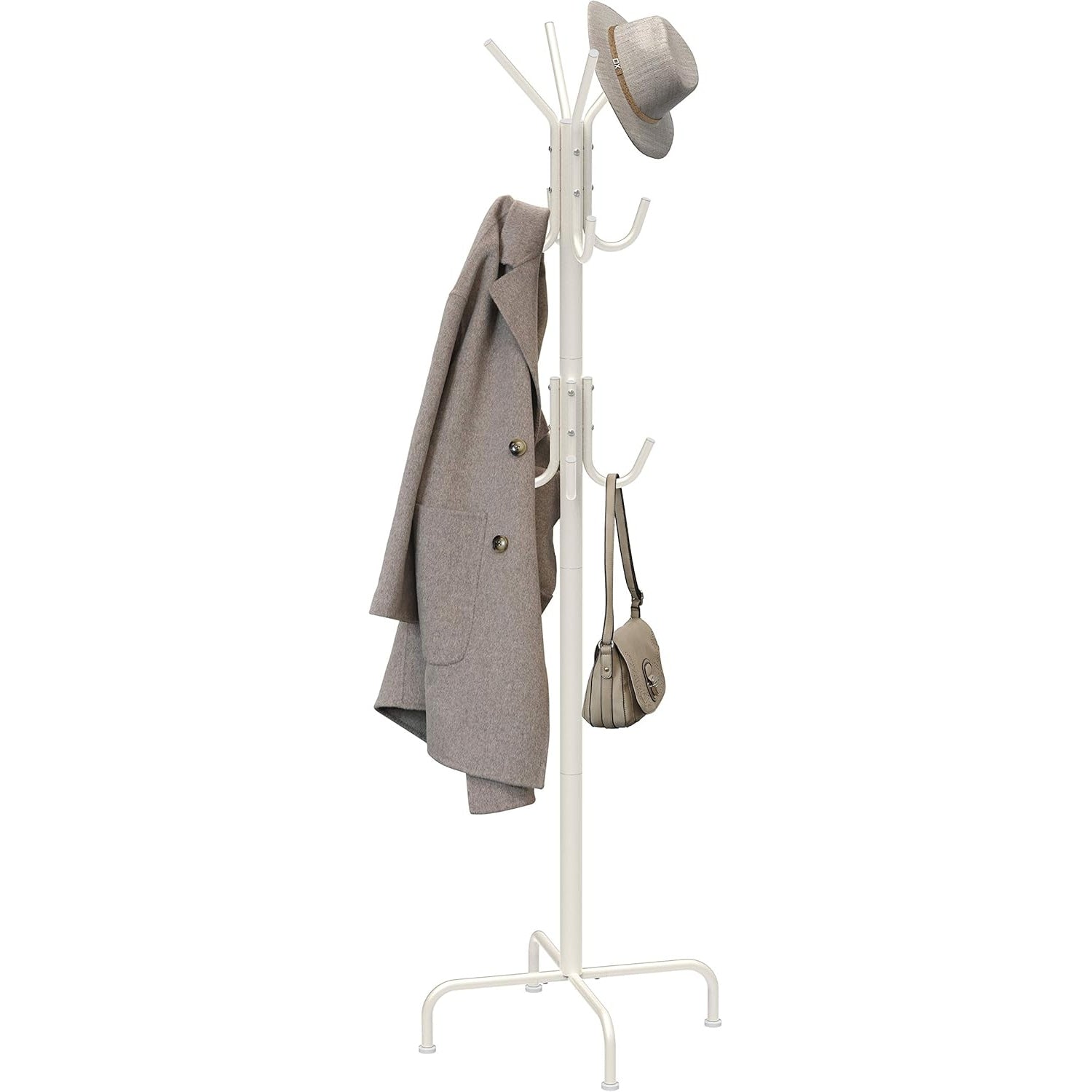 Simple Houseware Standing Coat and Hat Hanger Organizer Rack, 12 Hooks White - Medaid