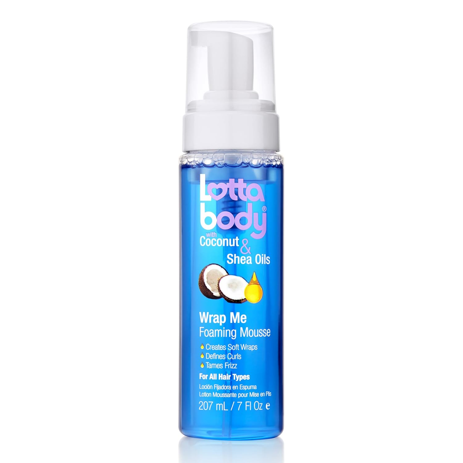 Lottabody Coconut Oil and Shea Wrap Me Foaming Curl Mousse , Creates Soft Wraps, Hair Mousse for Curly Hair, Defines Curls, Anti Frizz, 7 Fl Oz - Medaid