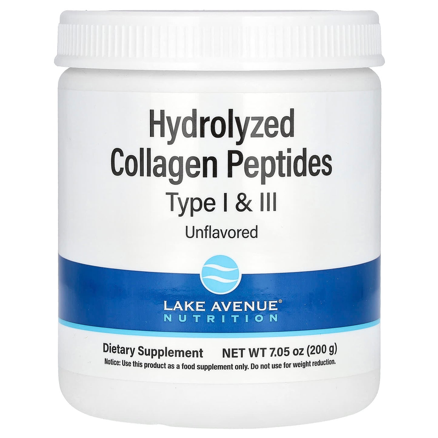 Lake Avenue Nutrition, Hydrolyzed Collagen Peptides, Type I and III, Unflavored, 7.05 oz (200 g) - Medaid