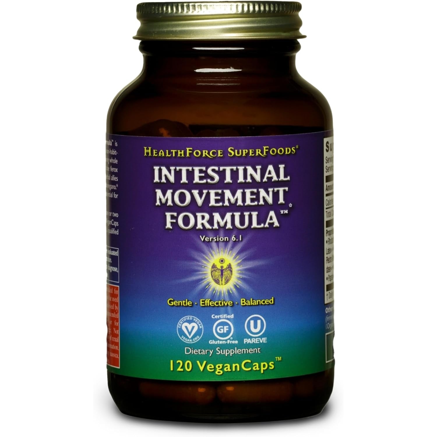 HEALTHFORCE SUPERFOODS Intestinal Movement Formula - Natural Laxative Supports Bowel Regularity - All-Natural Digestion Supplement to Support Constipation - Gluten-Free & Vegan - 120 Capsules - Medaid