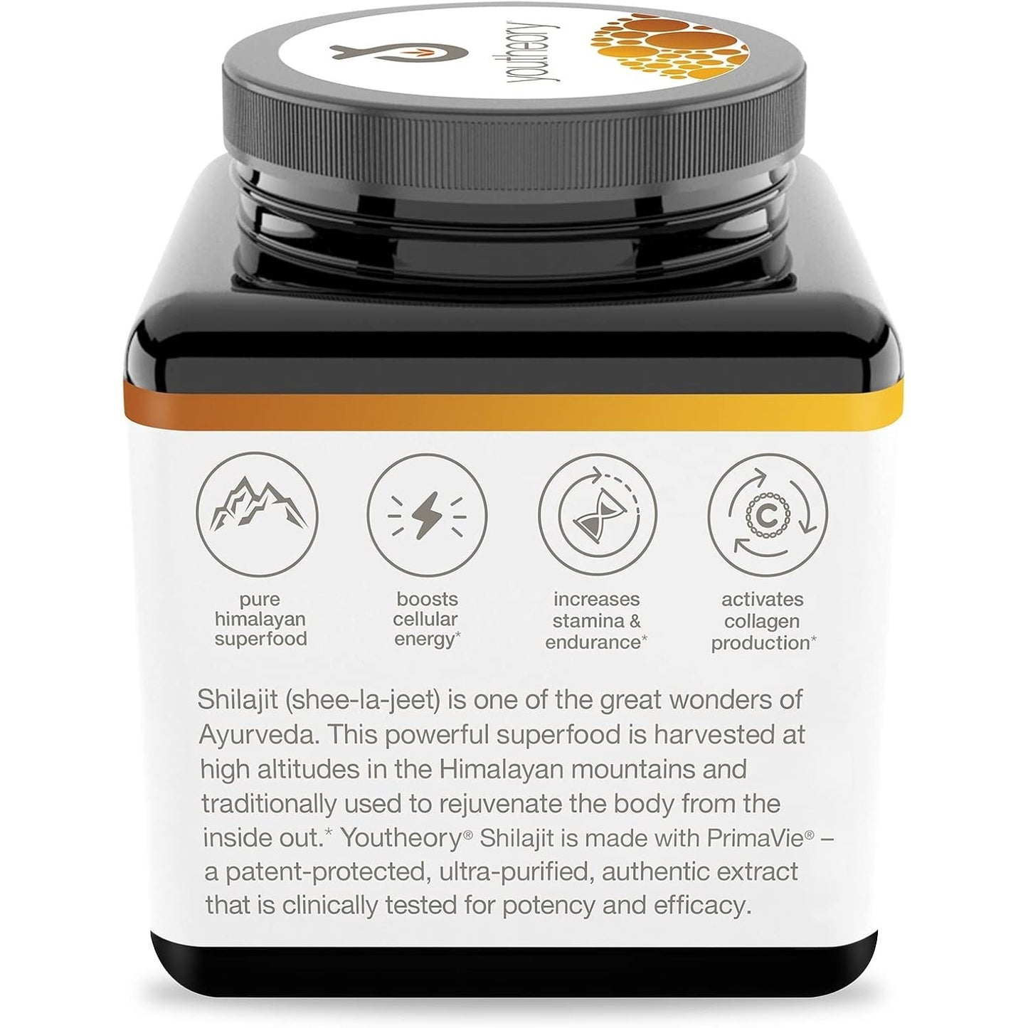 Youtheory Shilajit, Pure Himalayan Superfoood, Energy Support, 60 Vegetarian Capsules - Medaid