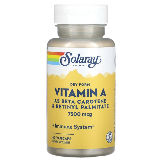 Solaray, Dry Form Vitamin A, 7,500 mcg, 60 VegCaps - Medaid