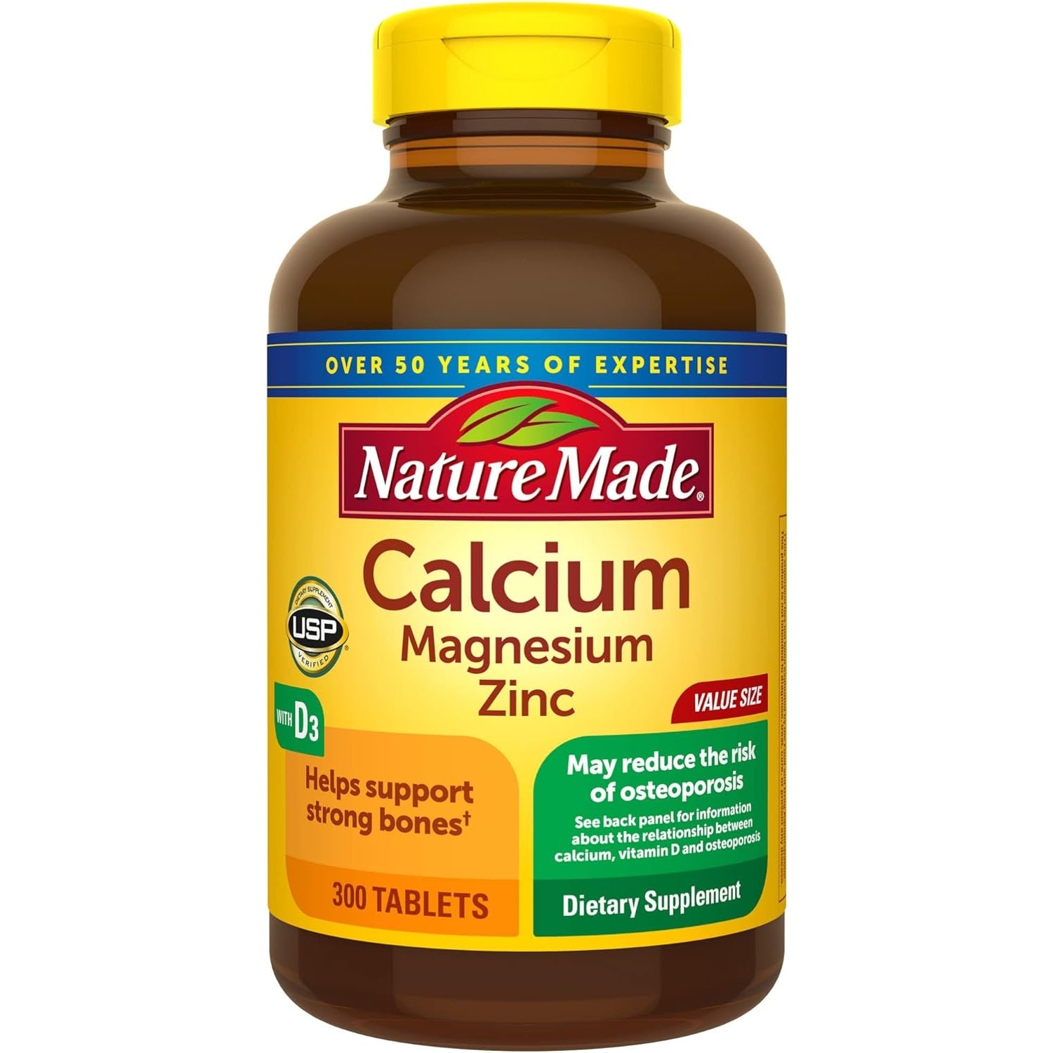 Nature Made Calcium Magnesium Zinc with Vitamin D3, Dietary Supplement for Bone Support, 300 Tablets - Medaid