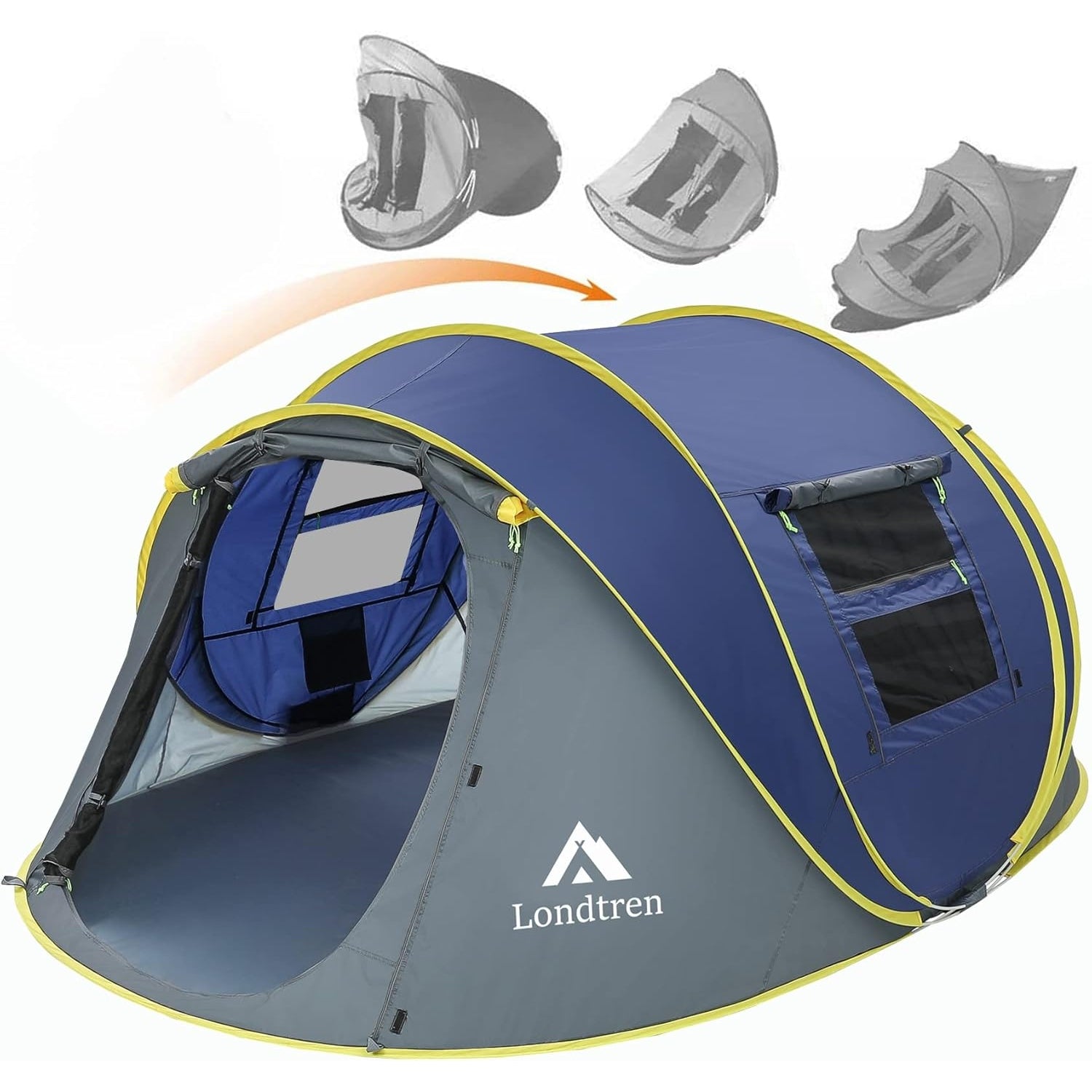 4 Person Easy Pop Up Tent Waterproof Automatic Setup 2 Doors-Instant Family Tents for Camping Hiking & Traveling - Medaid