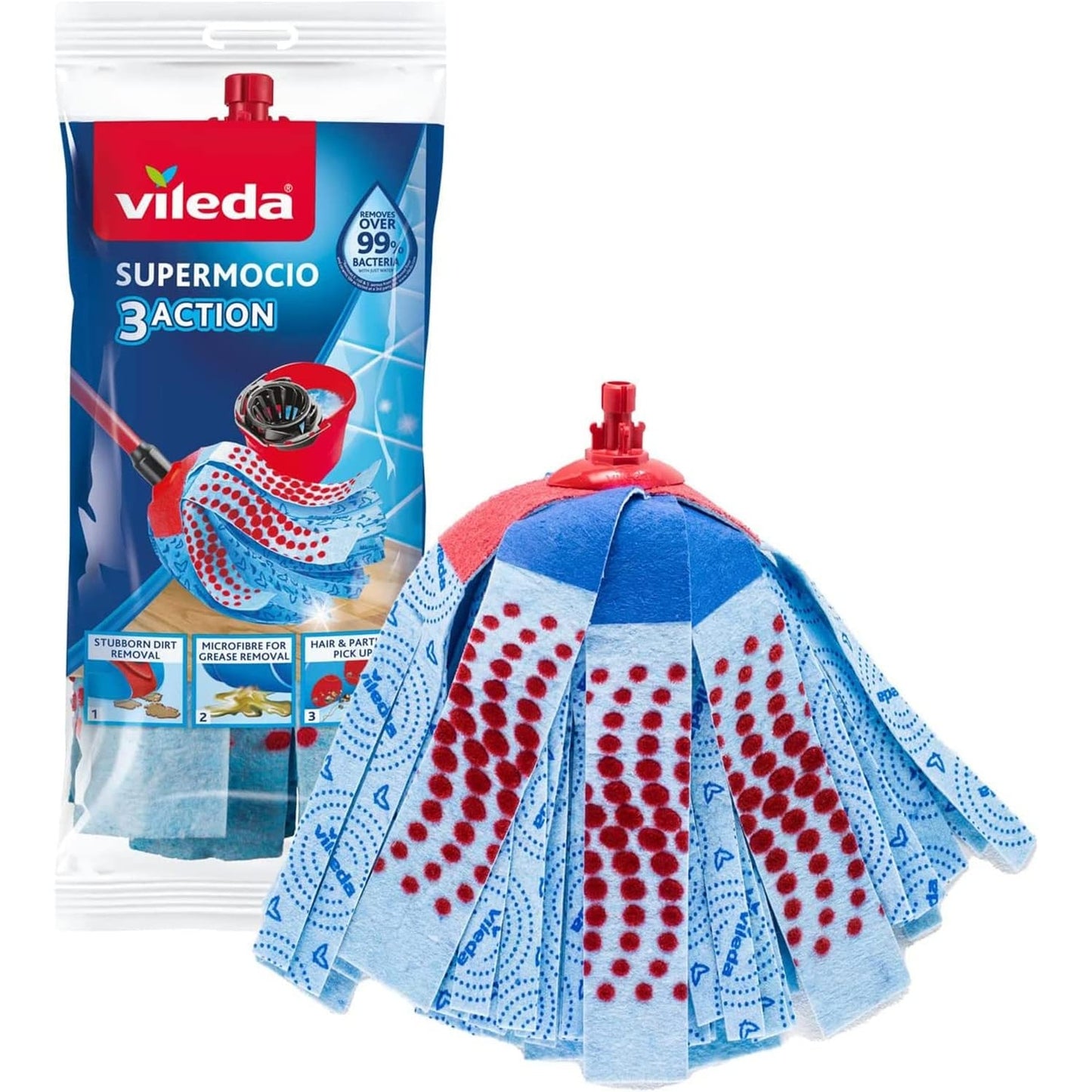 Vileda Classic Cotton Floor Mop Refill, Super Absorbent, Cost-Effective, White, 10 x 6 x 35 CM - Medaid