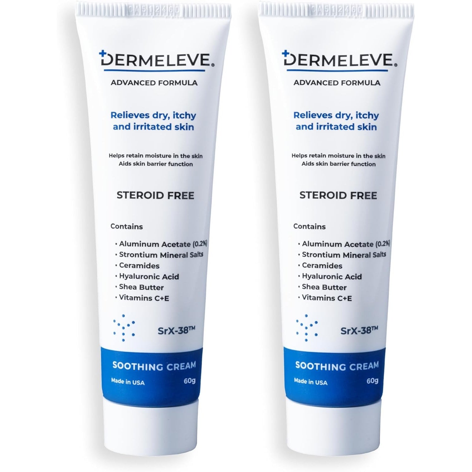 Dermeleve Steroid Free Anti-Itch Cream Extra Strength | Psoriasis, Seborrheic Dermatitis, Neuropathic (Nerve) Itch, Allergy, Hives, Insect Bites, Viral Rash Cream for Skin | 60g (1 Pack) - Medaid