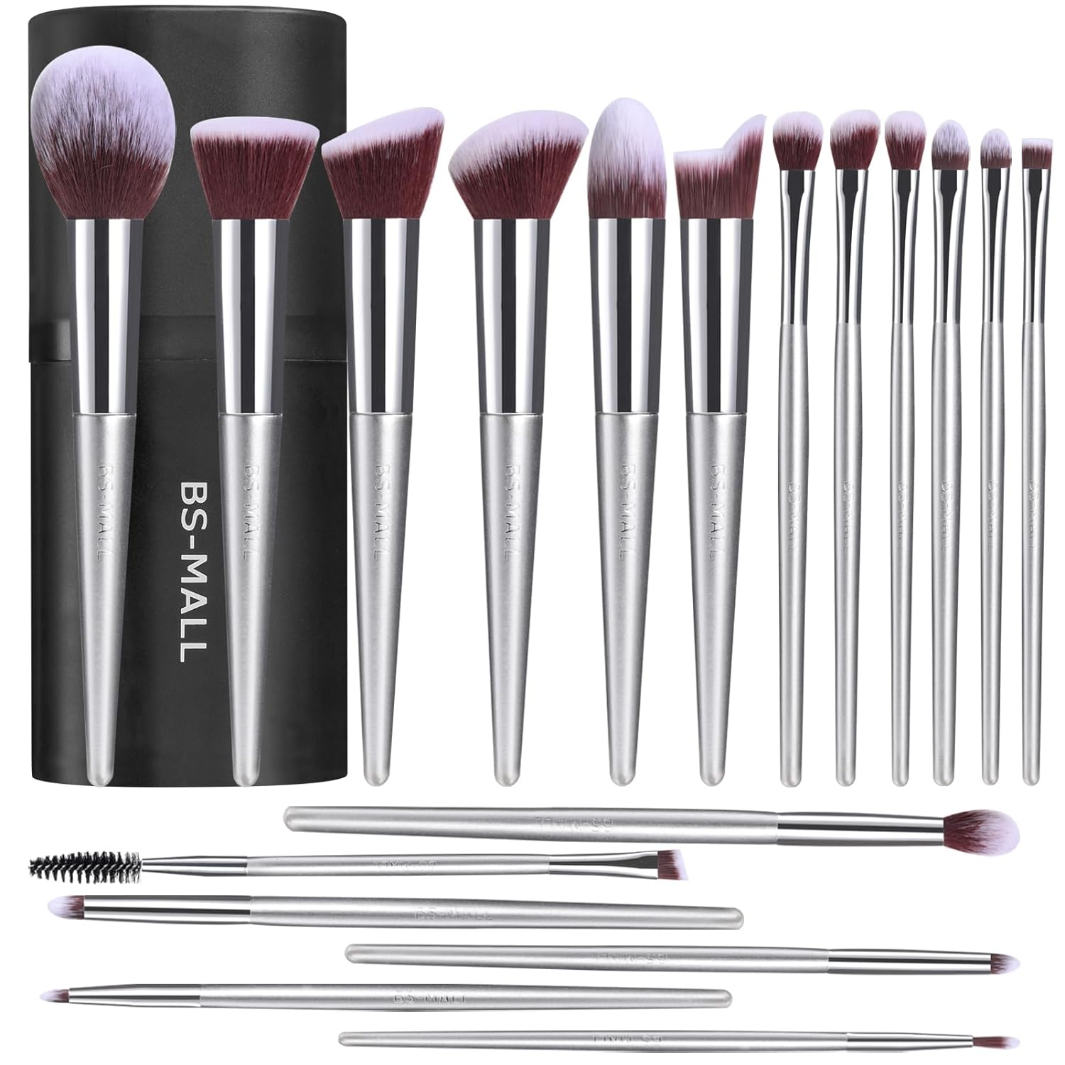 BS-MALL Makeup Brush Set 18 Pcs Premium Synthetic Foundation Powder Concealers Eye shadows Blush Makeup Brushes with black case - Medaid