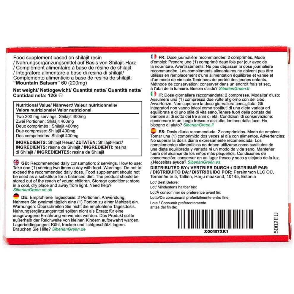 Siberian Green Altai Shilajit 120 Tablets "Mountain Balsam" - Original Altai 100% Pure Fulvic Acid and Trace Minerals - Medaid