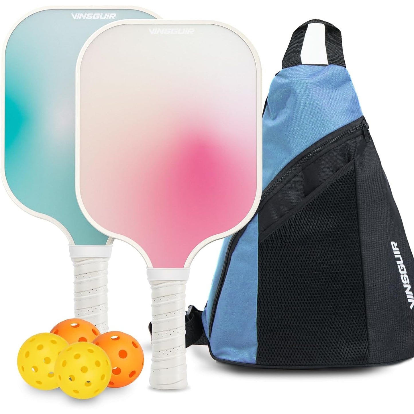 VINSGUIR Pickleball Paddles, Fiberglass Pickleball Paddles Set of 2, Lightweight Pickleball Rackets with Pickleball Carrying Bag, Pickleball Gifts for Beginners & Pros - Medaid