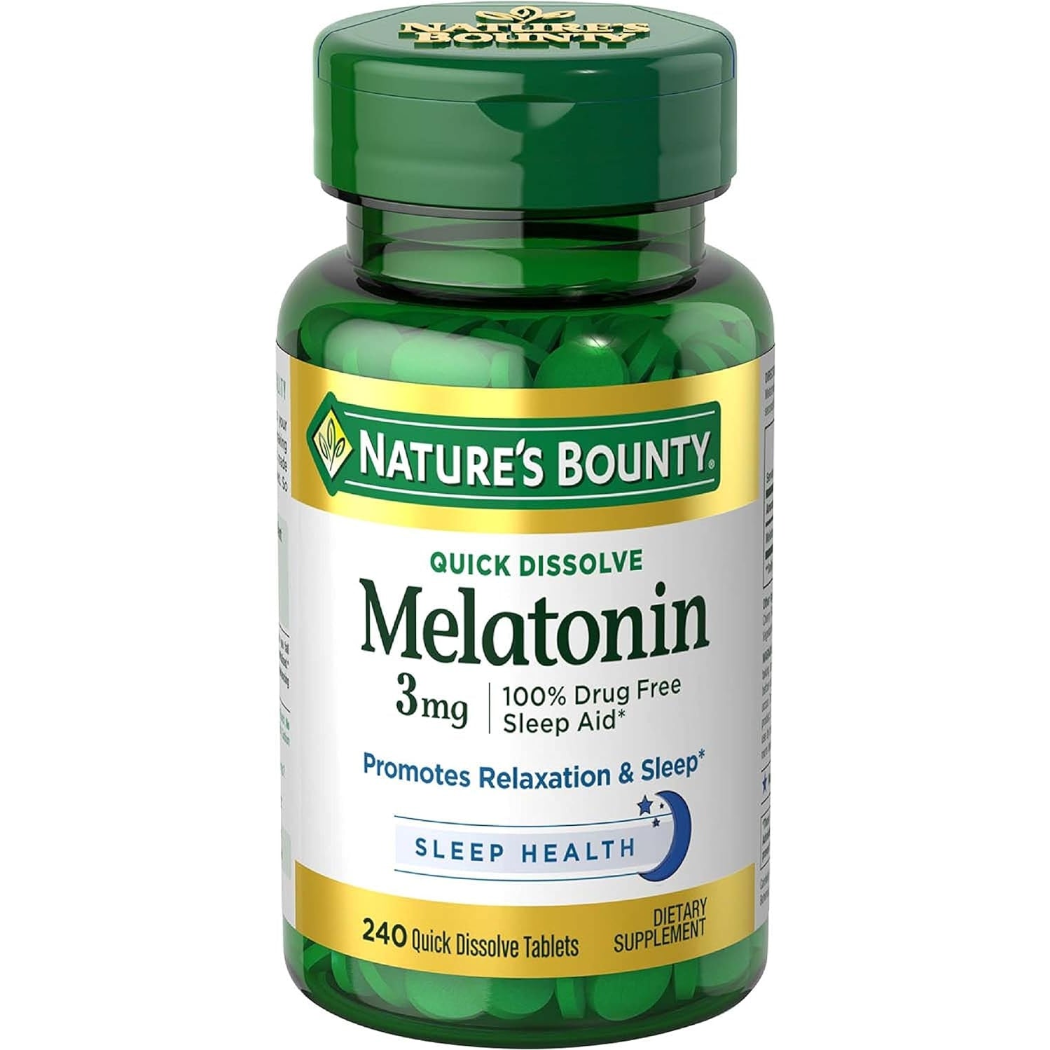 Nature’s Bounty Melatonin 3mg, 100% Drug Free Sleep Aids for Adults, Supports Relaxation and Sleep, Dietary Supplement, 240 Count (Cherry Flavour - Packaging May Vary) - Medaid