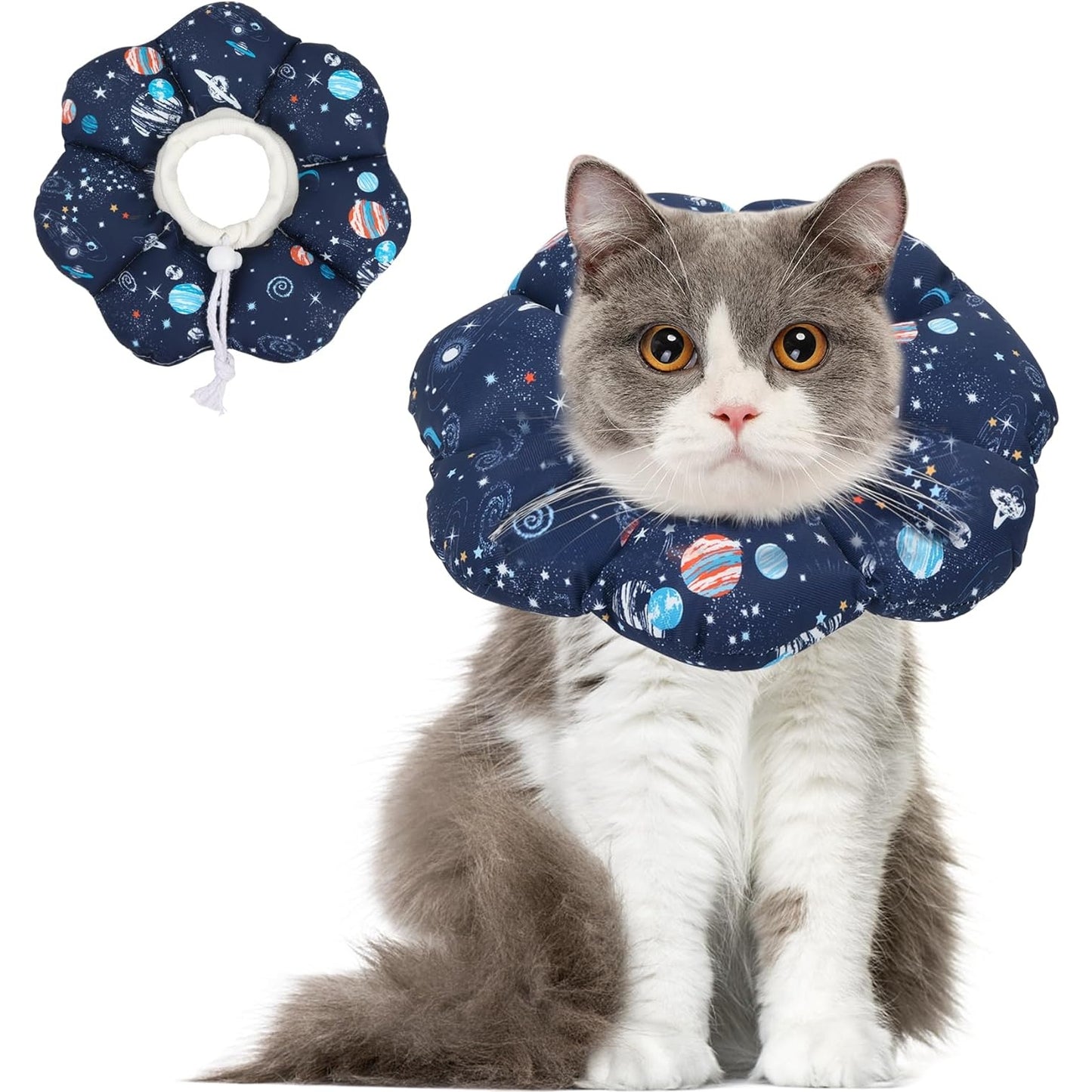 ComSaf Cat Cone Collar Soft, Protective Adjustable Cat Cones to Stop Licking After Surgery, Comfortable Lightweight Elizabethan Collar for Cat Kitten Prevent from Licking Wounds, Not Block Vision,S - Medaid
