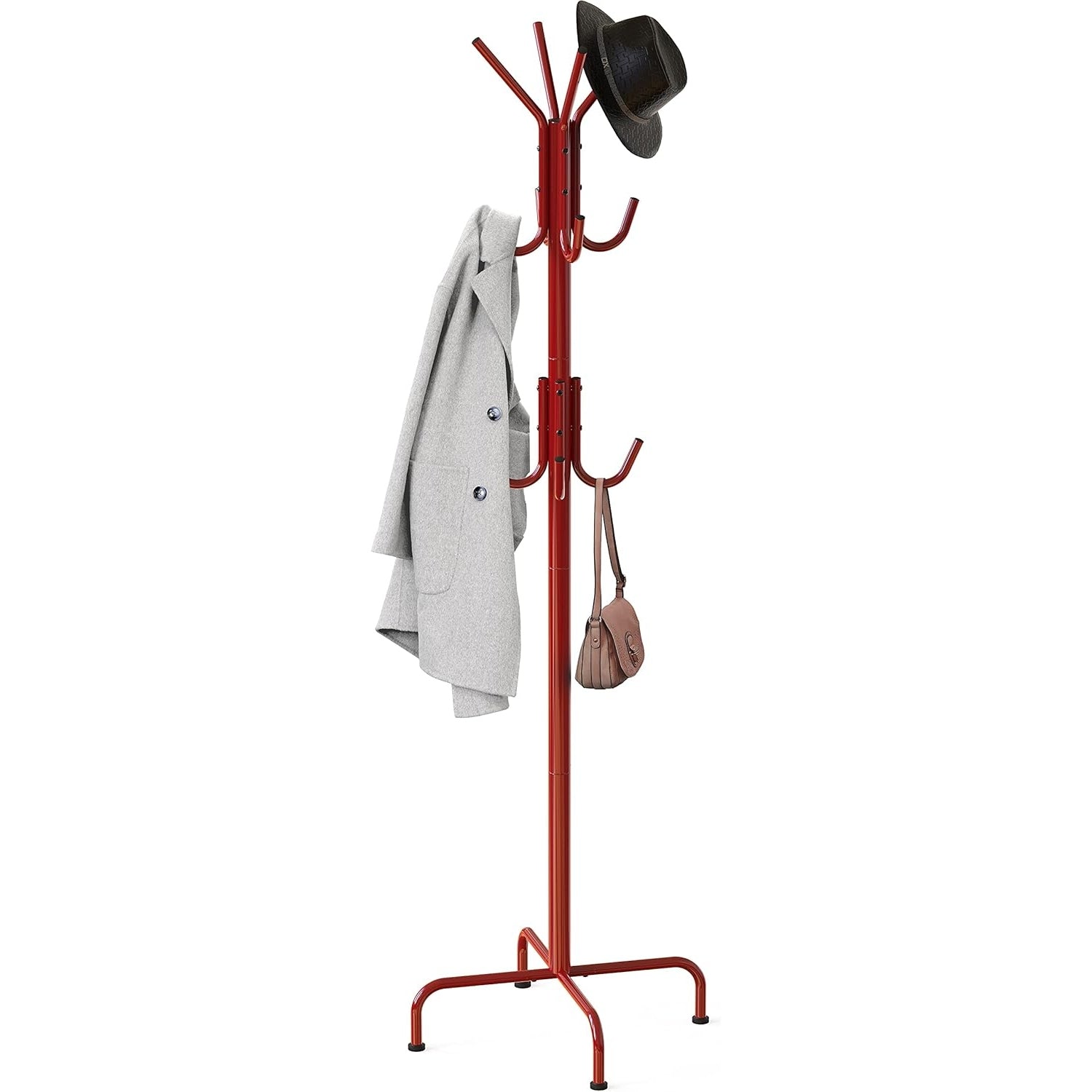 Simple Houseware Standing Coat and Hat Hanger Organizer Rack, 12 Hooks White - Medaid