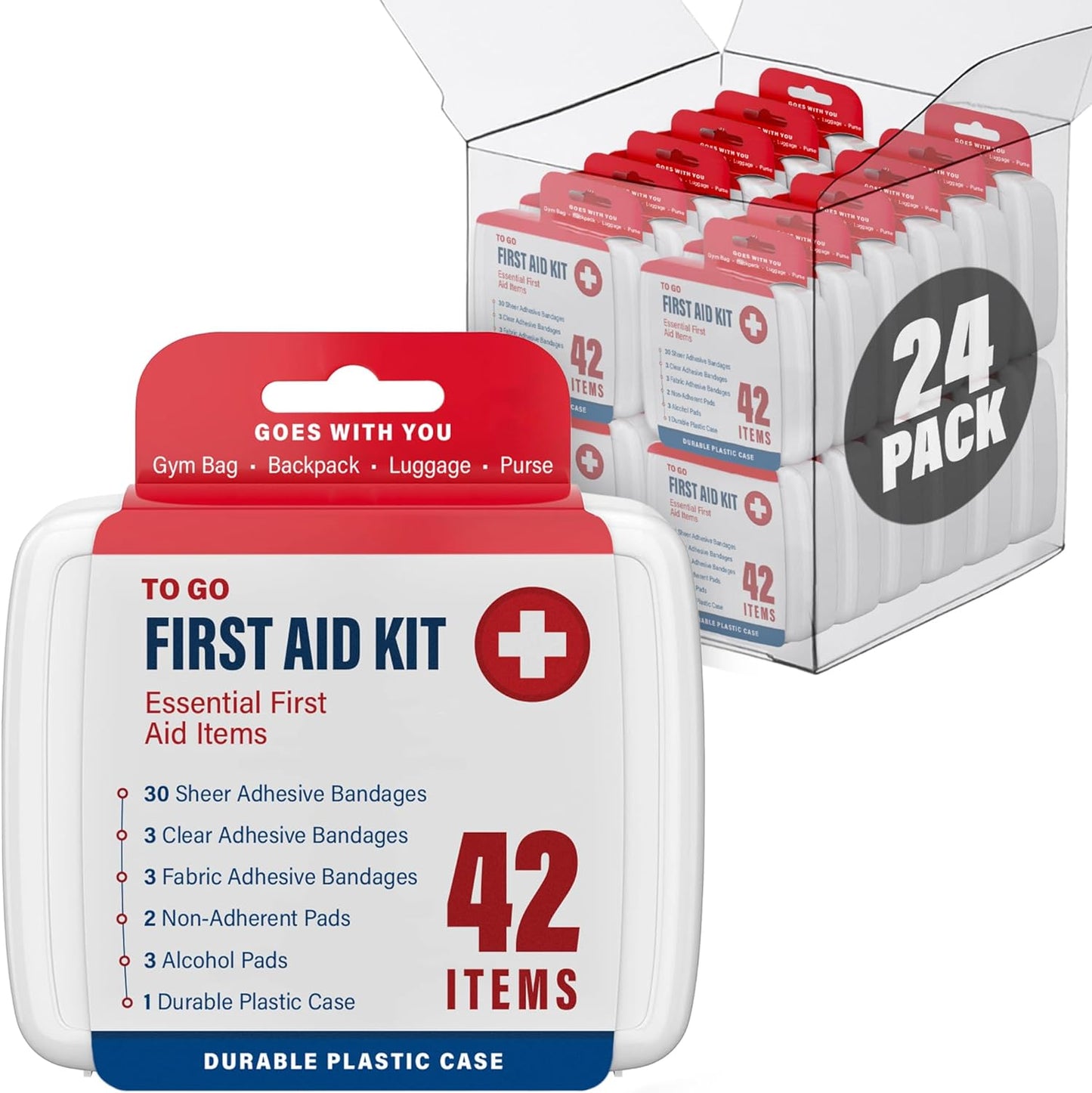 500 Piece Mini First Aid Kit for Home, Car, Office, Outdoors, Travel Size Small First Aid Kits with Adhesive Bandages and Pads - Bulk First Aid Supplies in Compact & Lightweight Case (12 Pack) - Medaid