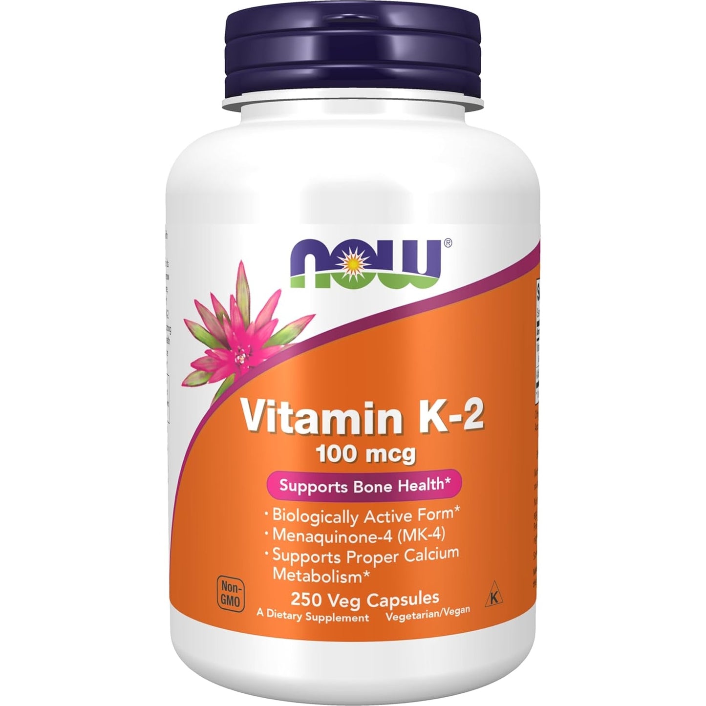 NOW Foods Supplements, Vitamin K-2 100 mcg, Menaquinone-4 (MK-4), Supports Bone Health*, 250 Veg Capsules - Medaid