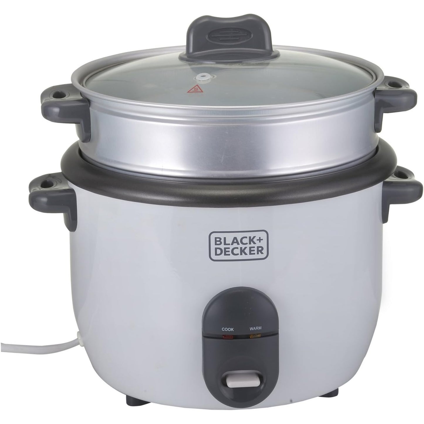 Black & Decker 350W 0.6L Rice Cooker With Removable NonStick Bowl, Steaming Tray, Water Level Indicator And A Glass Lid With Cool Touch, For Healthy Meals RC650-B5 2 Years Warranty - Medaid