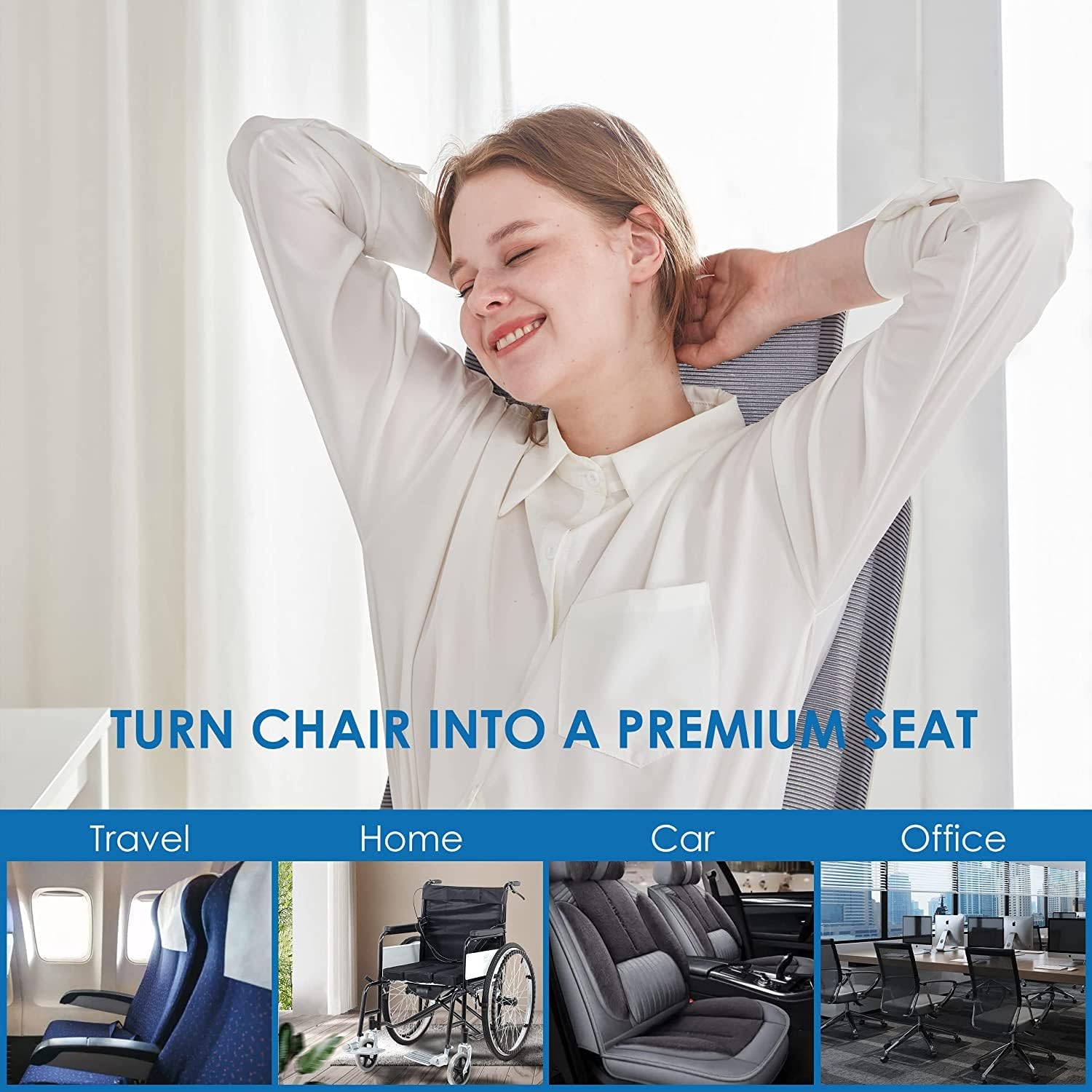 Seat Cushion Non-Slip Desk Chair Cushion Back, Coccyx, Sciatica, Tailbone Pain Relief Butt Pillow - Medaid
