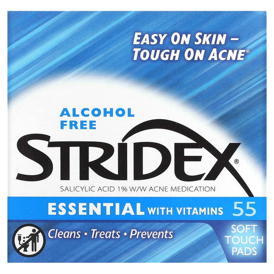 Stridex, Essential with Vitamins, Alcohol Free, 55 Soft Touch Pads - Medaid