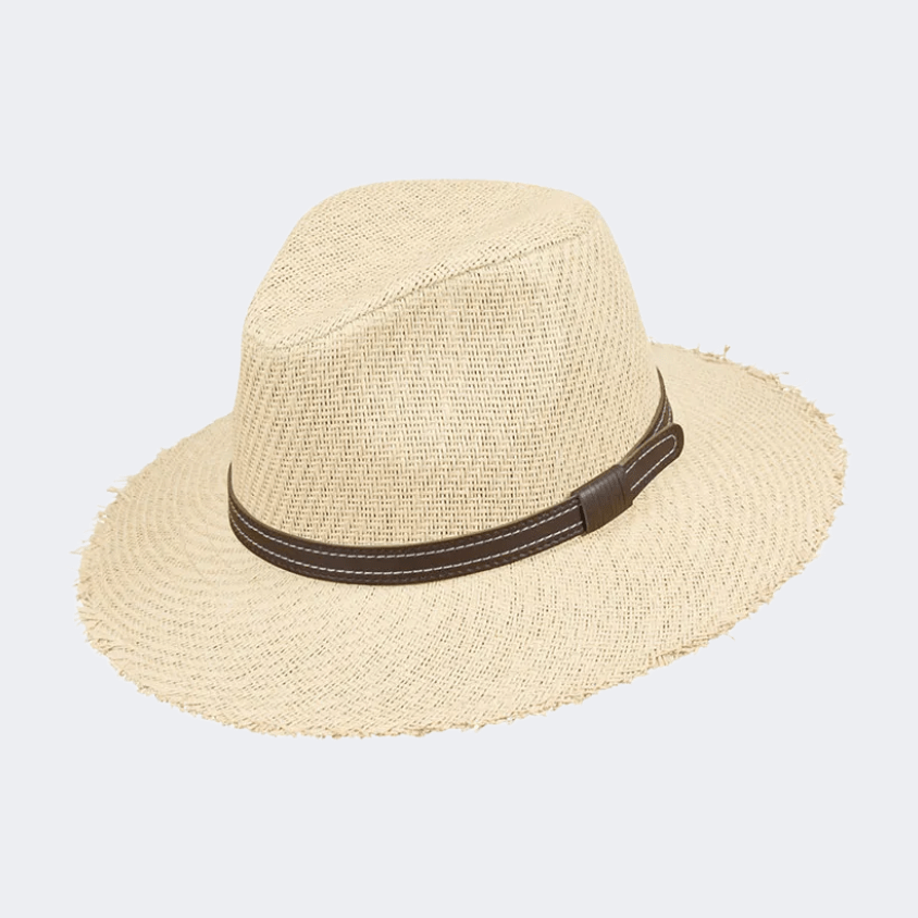Stamion Fedora Fringes And Stripe Men Beach Hat Natural - Medaid