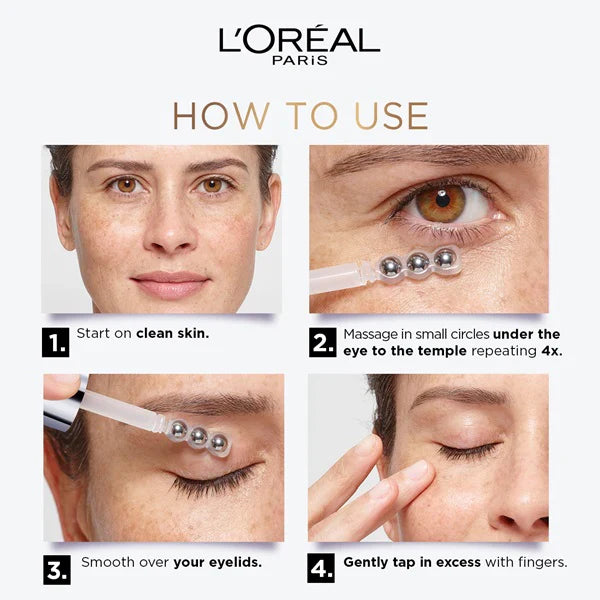 L'Oréal Paris Glycolic [3% Glycolic Acid + Vitamin CG + Niacinamide] Eye Serum for Dark circles, Brighten Eyes 20ml - Medaid