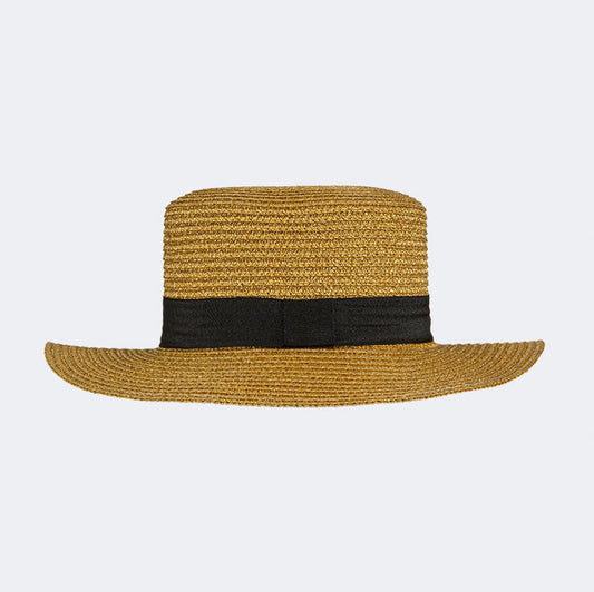 Oil And Gaz Stylish Women Beach Panama Hat Gold/Black - Medaid