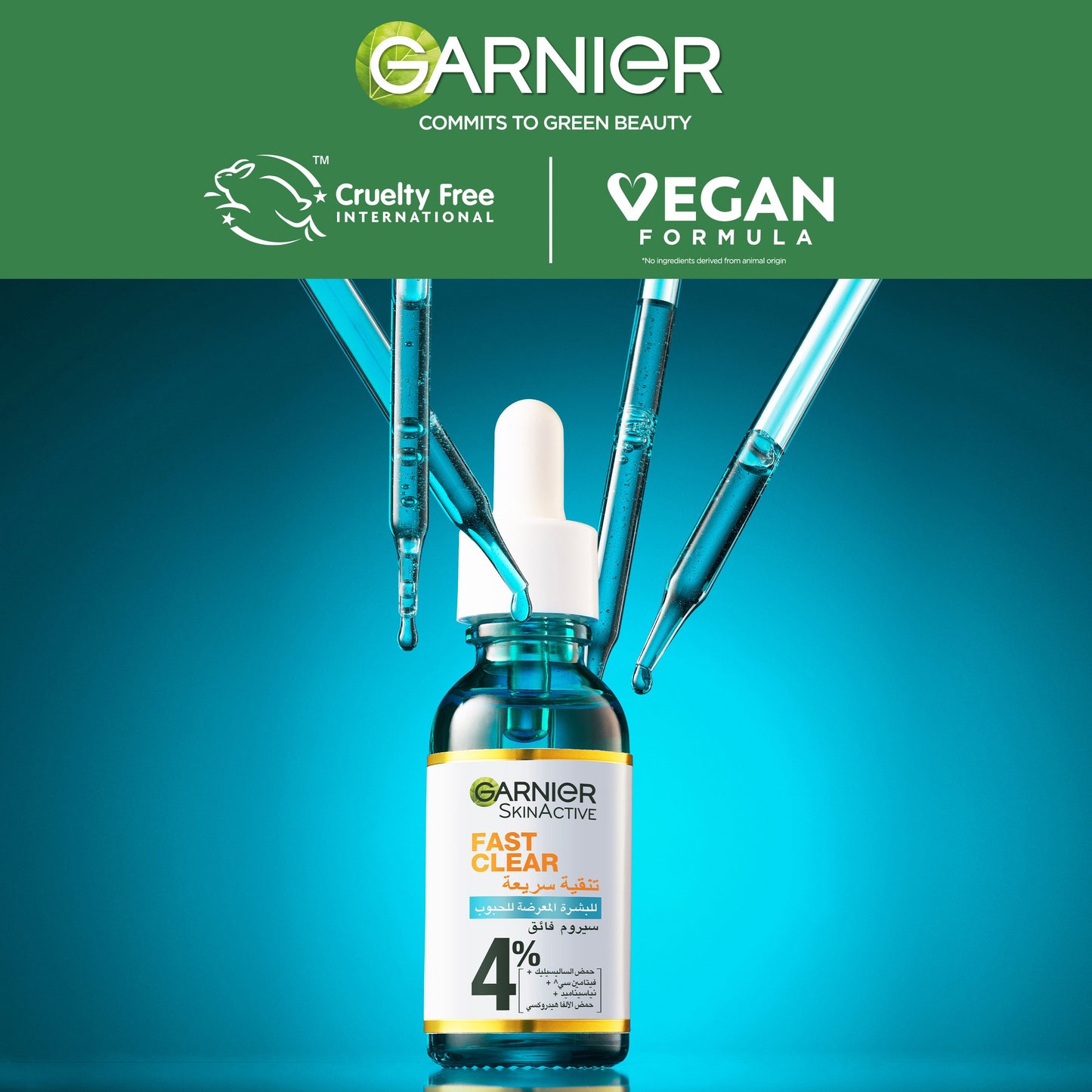 Garnier Fast Clear [4%] Salicylic Acid, Vitamin C, Niacinamide, AHA - Anti-Acne Treatment Booster Serum 30ml - Medaid