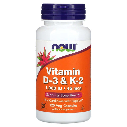 NOW Foods, Vitamin D-3 & K-2, 120 Veg Capsules - Medaid