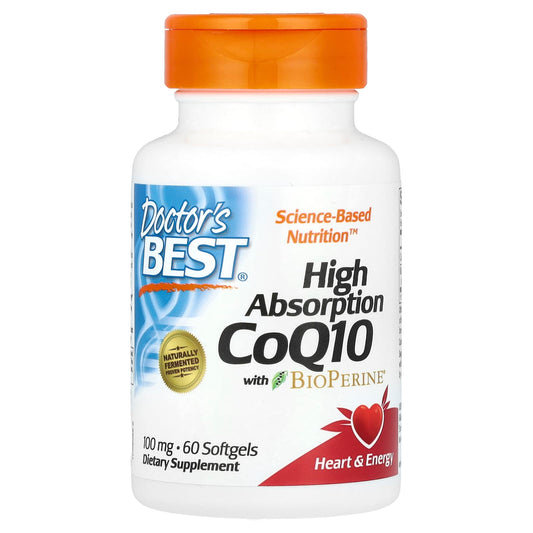 Doctor's Best, High Absorption CoQ10 with BioPerine, 100 mg, 60 Softgels - Medaid