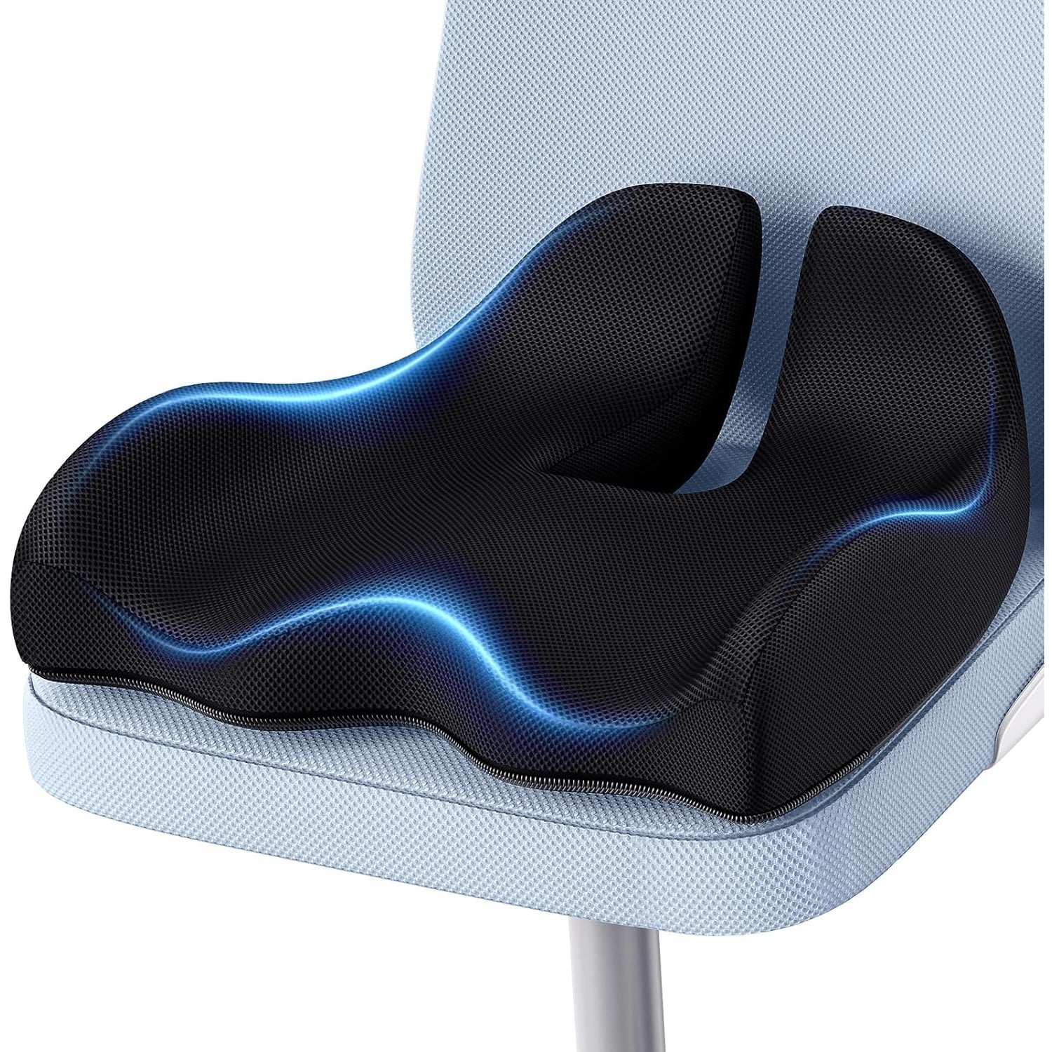 A-Pce Large Memory Foam Seat Cushion for Sciatica Relief and Coccyx Orthopedic Pain, Ergonomic Chair Cushion for Office Chair,Gaming Chair,Wheelchair and Car Seat (Black) - Medaid