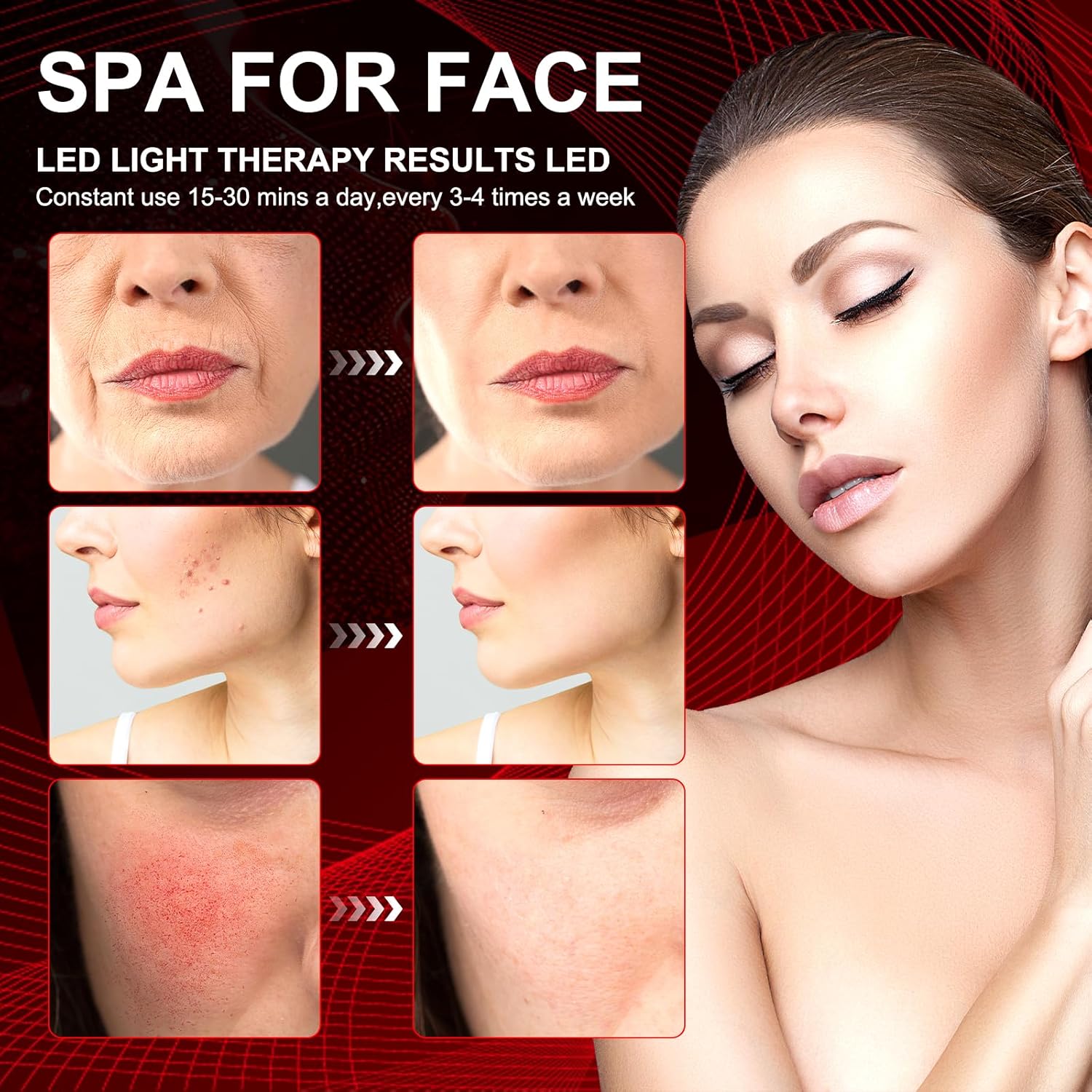 Red Light Therapy, 660nm ＆850nm Infrared Light with 15/30/45 Mins Timer, 3-in-1 Chip Red Light Lamp, 10 Brightness Adjustable Gooseneck Red Light Lamps for Full Body - Medaid