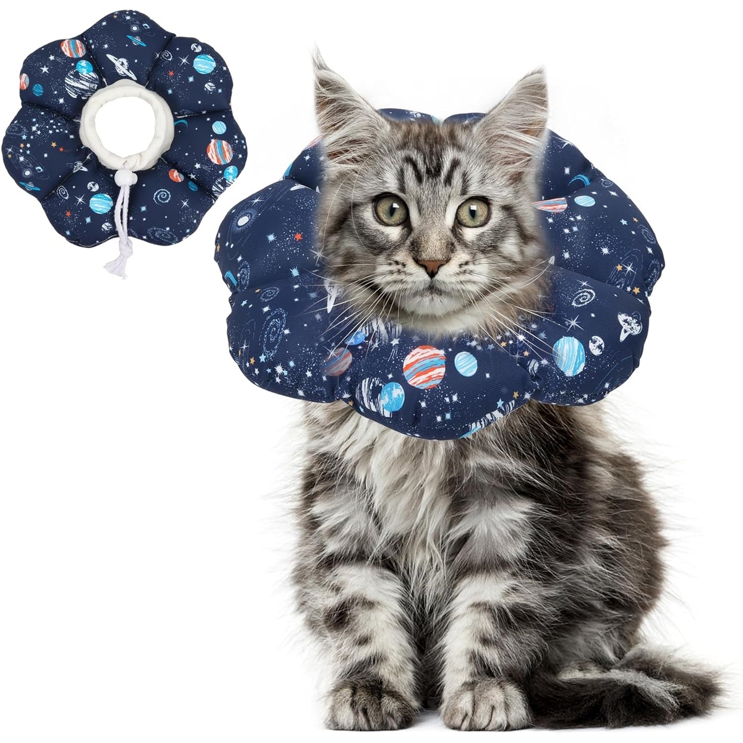 ComSaf Cat Cone Collar Soft, Protective Adjustable Cat Cones to Stop Licking After Surgery, Comfortable Lightweight Elizabethan Collar for Cat Kitten Prevent from Licking Wounds, Not Block Vision,S - Medaid