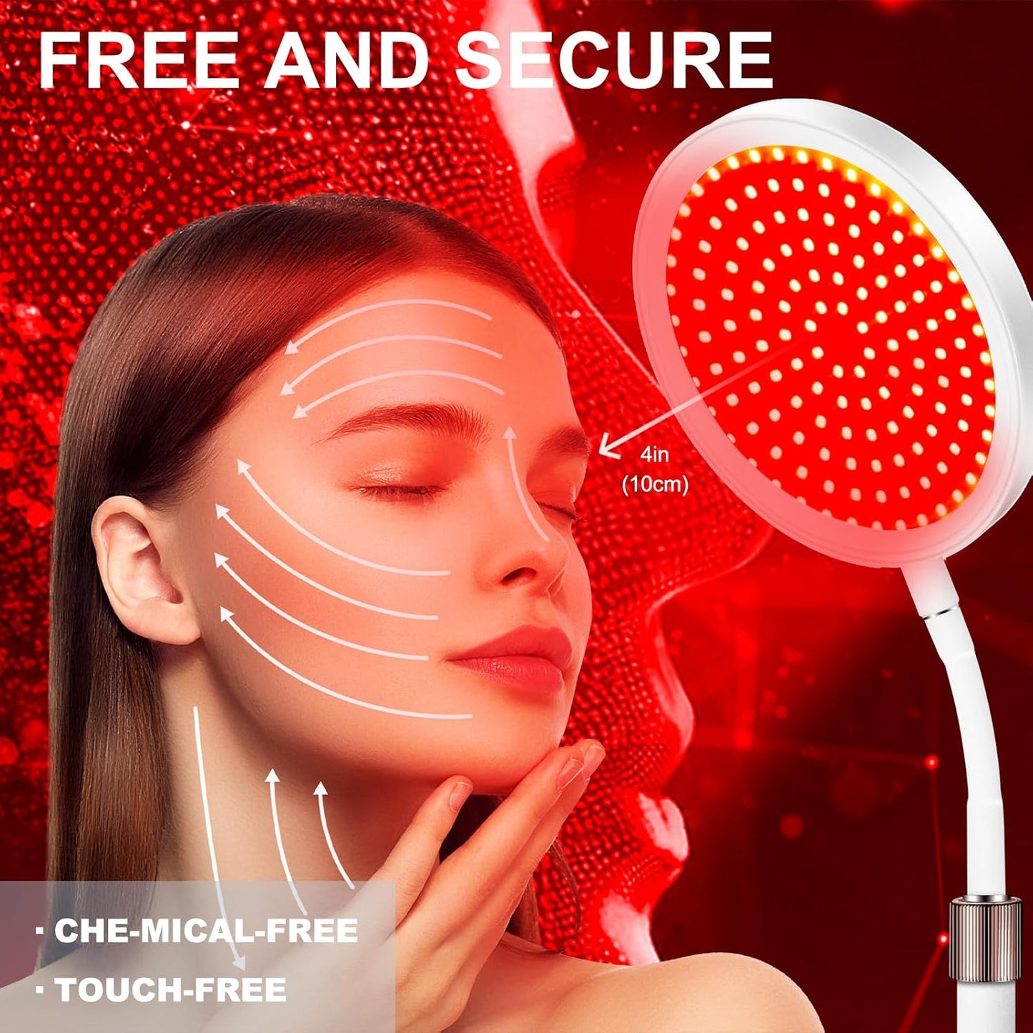 Red Light Therapy, 660nm ＆850nm Infrared Light with 15/30/45 Mins Timer, 3-in-1 Chip Red Light Lamp, 10 Brightness Adjustable Gooseneck Red Light Lamps for Full Body - Medaid