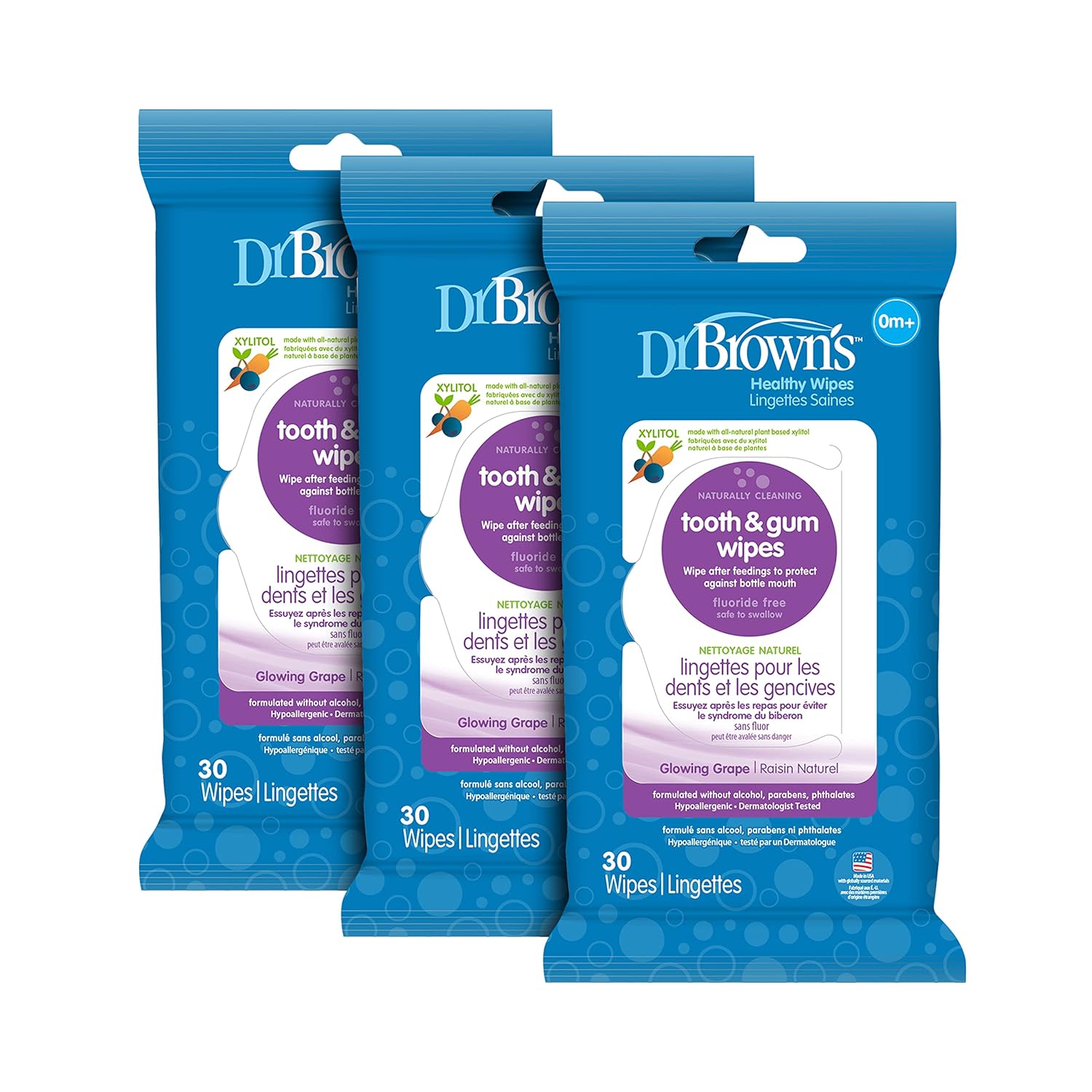 Dr. Brown's Tooth and Gum Wipes, 30 Count, 3-Pack - Medaid