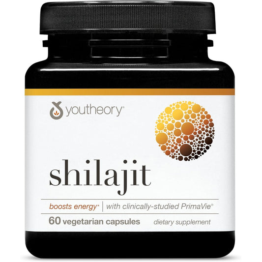 Youtheory Shilajit, Pure Himalayan Superfoood, Energy Support, 60 Vegetarian Capsules - Medaid
