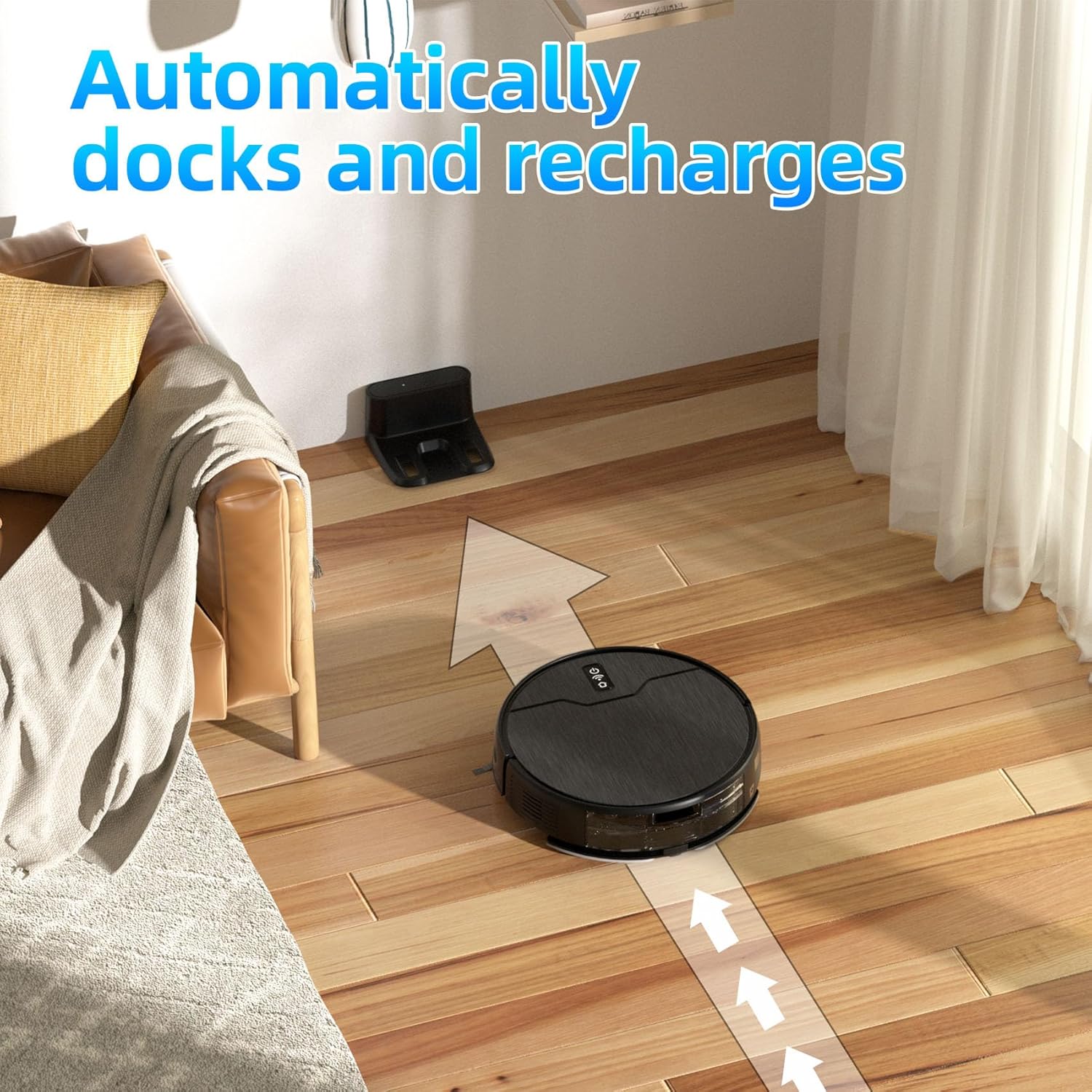 Robot Vacuum and Mop Combo, Robot Vacuum Cleaner, 6 Cleaning Modes, Large Capacity Water Tank Dustbin, Self-Charging, WiFi/App/Alexa, Ideal for Hard Floor, Carpet, Pet Hair - Medaid